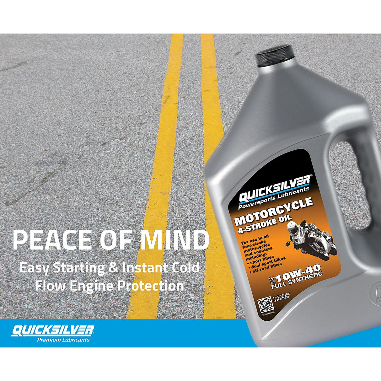 OEM Mercury / Quicksilver 10W-40 4-Stroke Full Synthetic Motorcycle Oil, 1 Gallon