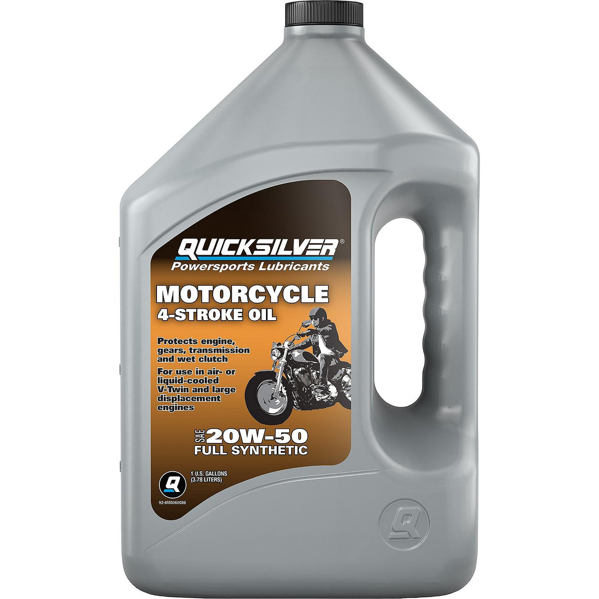 OEM Mercury / Quicksilver 20W-50 4-Stroke Full Synthetic Motorcycle Oil, 1 Gallon