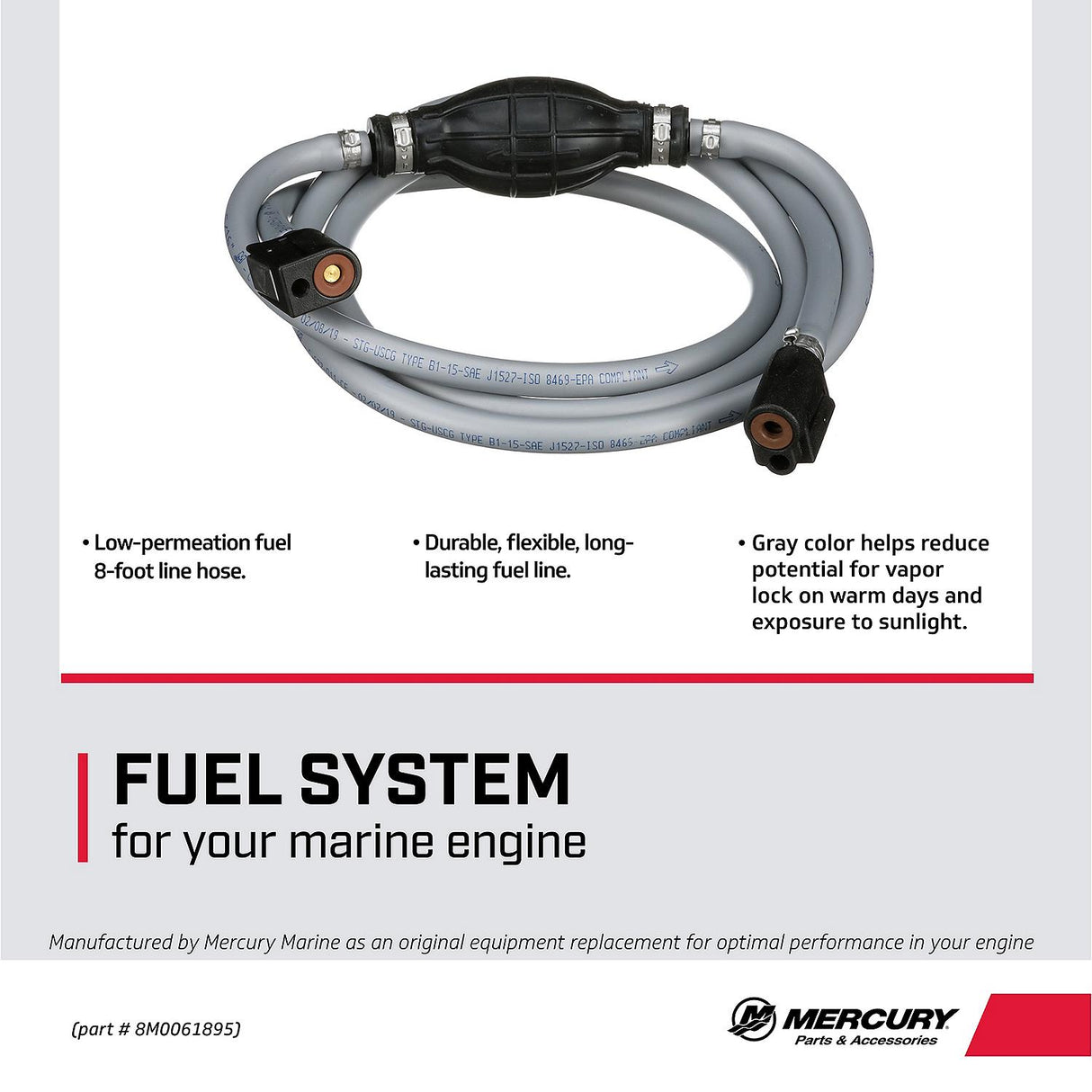 Mercury Fuel Line Assembly 8M0061895 for Select Mercury, Mariner and Force Outboards