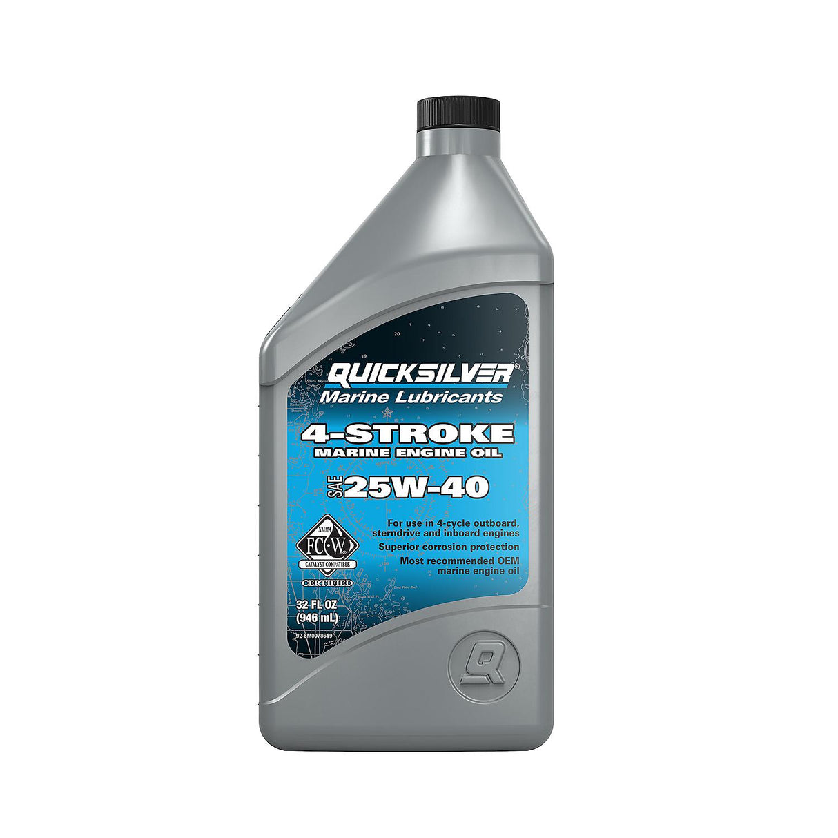 OEM Mercury / Quicksilver 25W-40 Marine Engine Oil, 1 Qt.