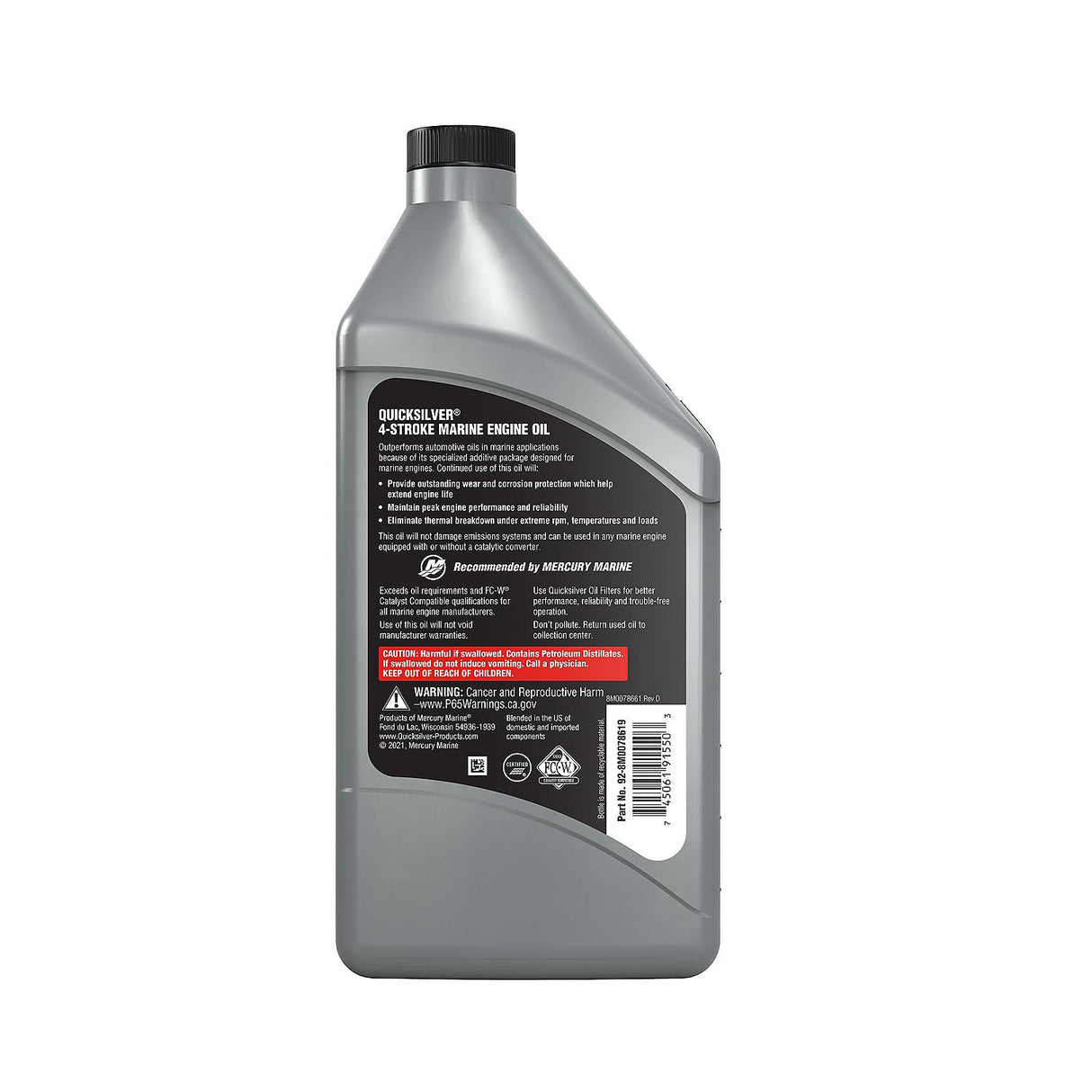 OEM Mercury / Quicksilver 25W-40 Marine Engine Oil, 1 Qt.