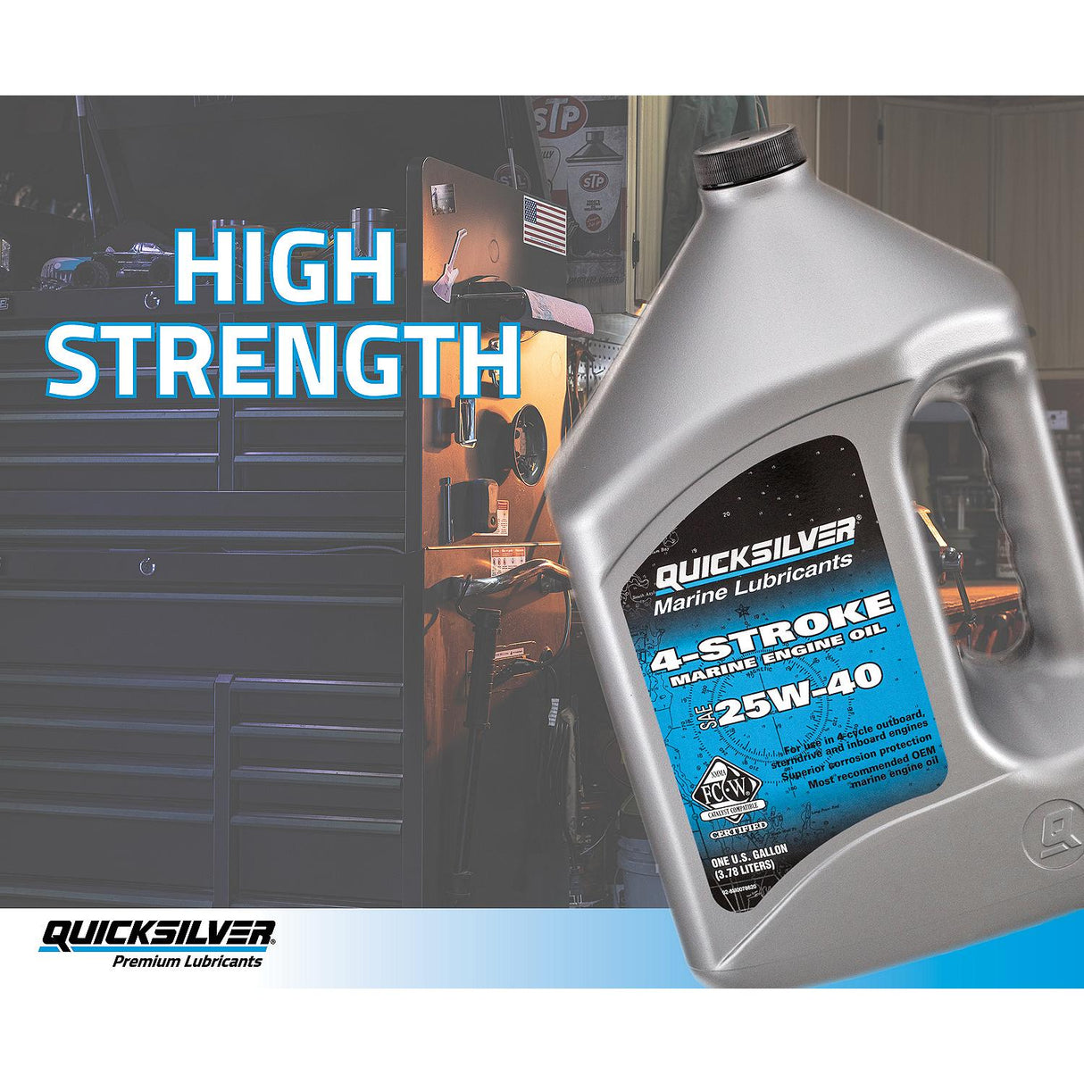 OEM Mercury / Quicksilver 25W-40 4-Stroke Marine Outboard And Sterndrive Engine Oil, 1 Gallon