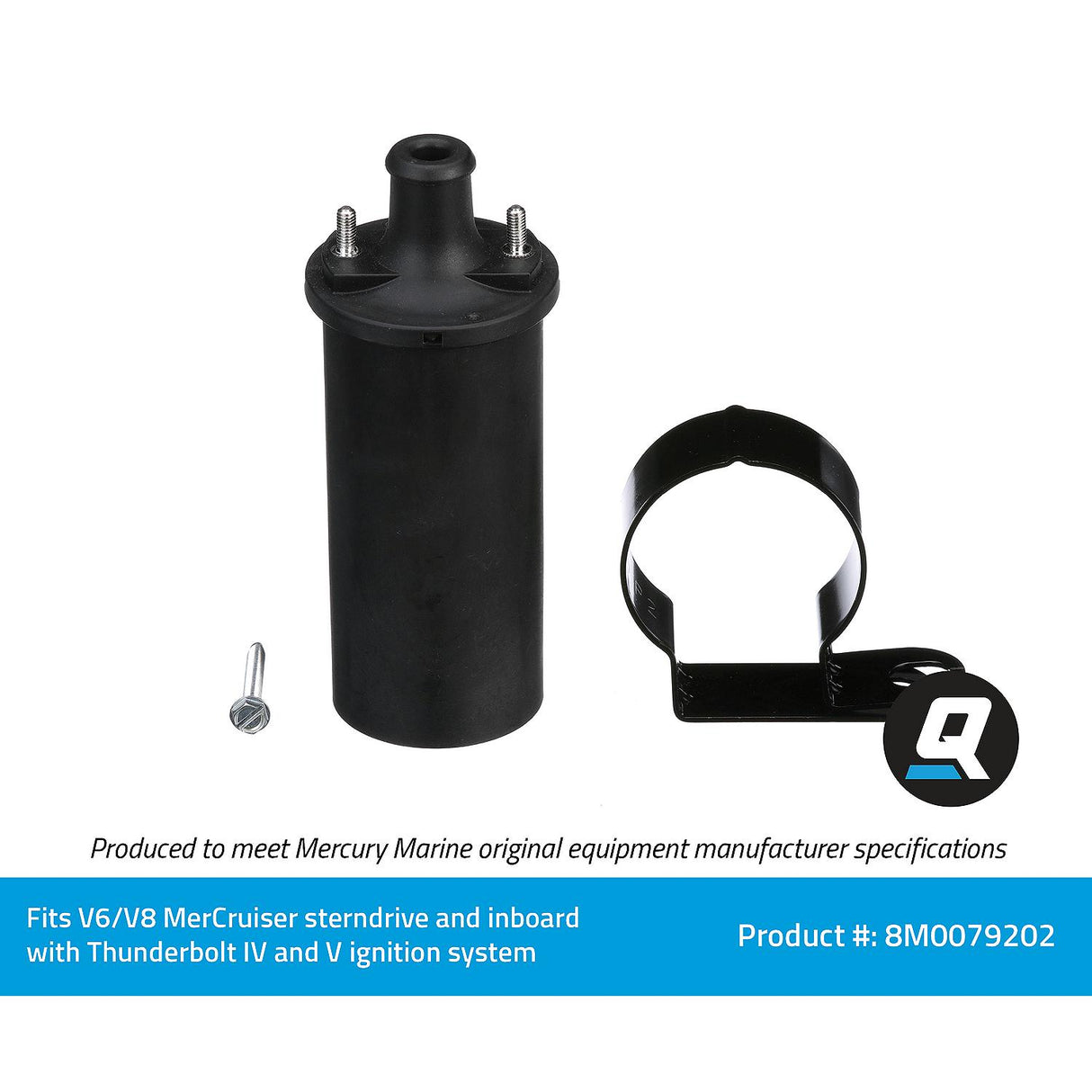 OEM Mercury / Quicksilver Ignition Coil 8M0079202 for V6 and V8 MerCruiser Sterndrive and Inboard Engines Made by General Motors w/ Thunderbolt IV and V Ignition System