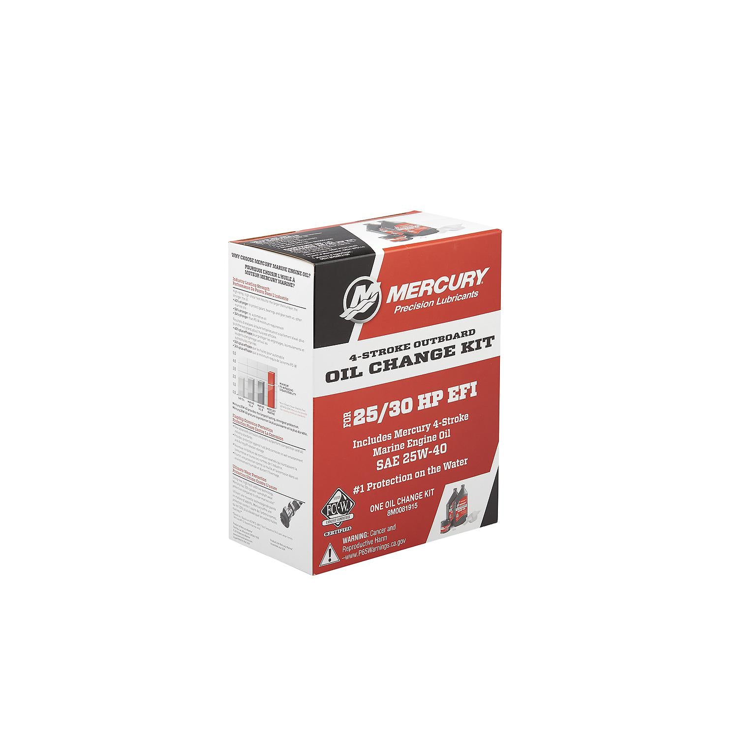 Mercury 8M0081915 SAE 25W-40 4-Stroke Outboard Oil Change Kit for Mercury 25/30hp EFI Outboards