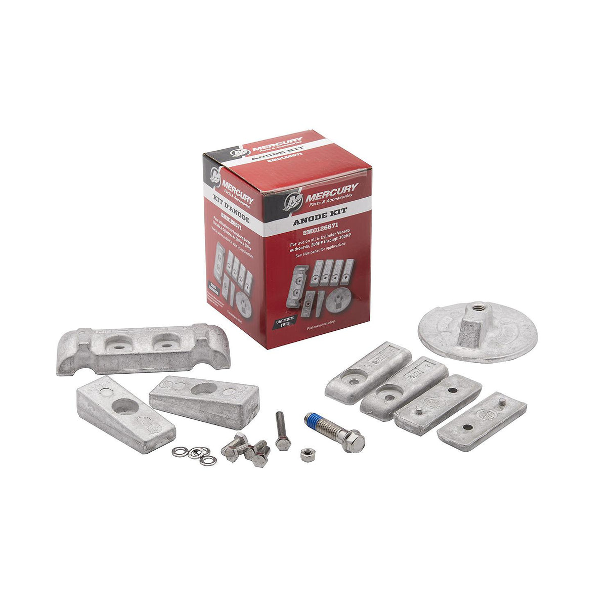Mercury Aluminum Anode Kit 8M0126671 for Mercury L6 200-300hp Verado Outboards