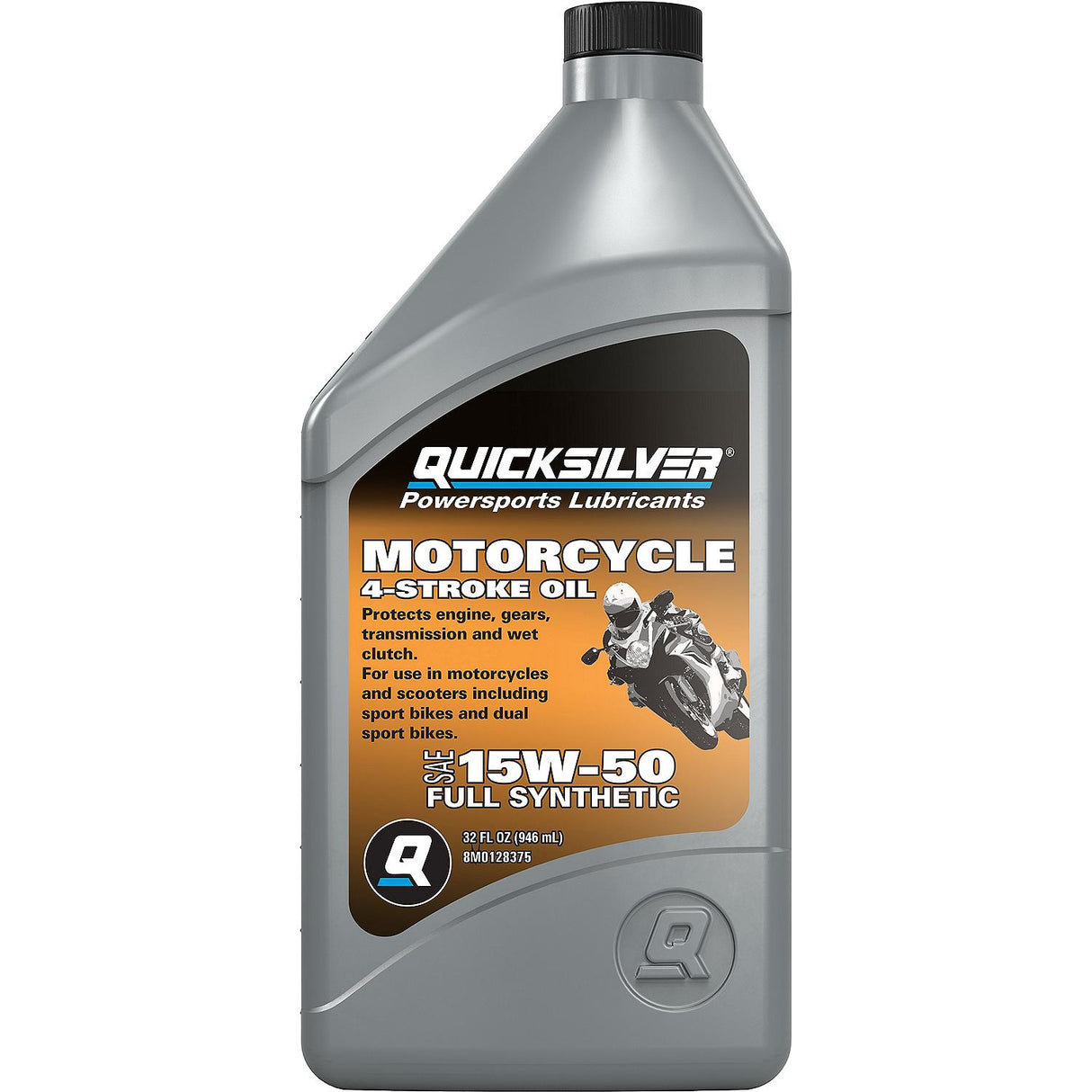 OEM Mercury / Quicksilver 15W-50 Full Synthetic Motorcycle Oil, 1 Qt.