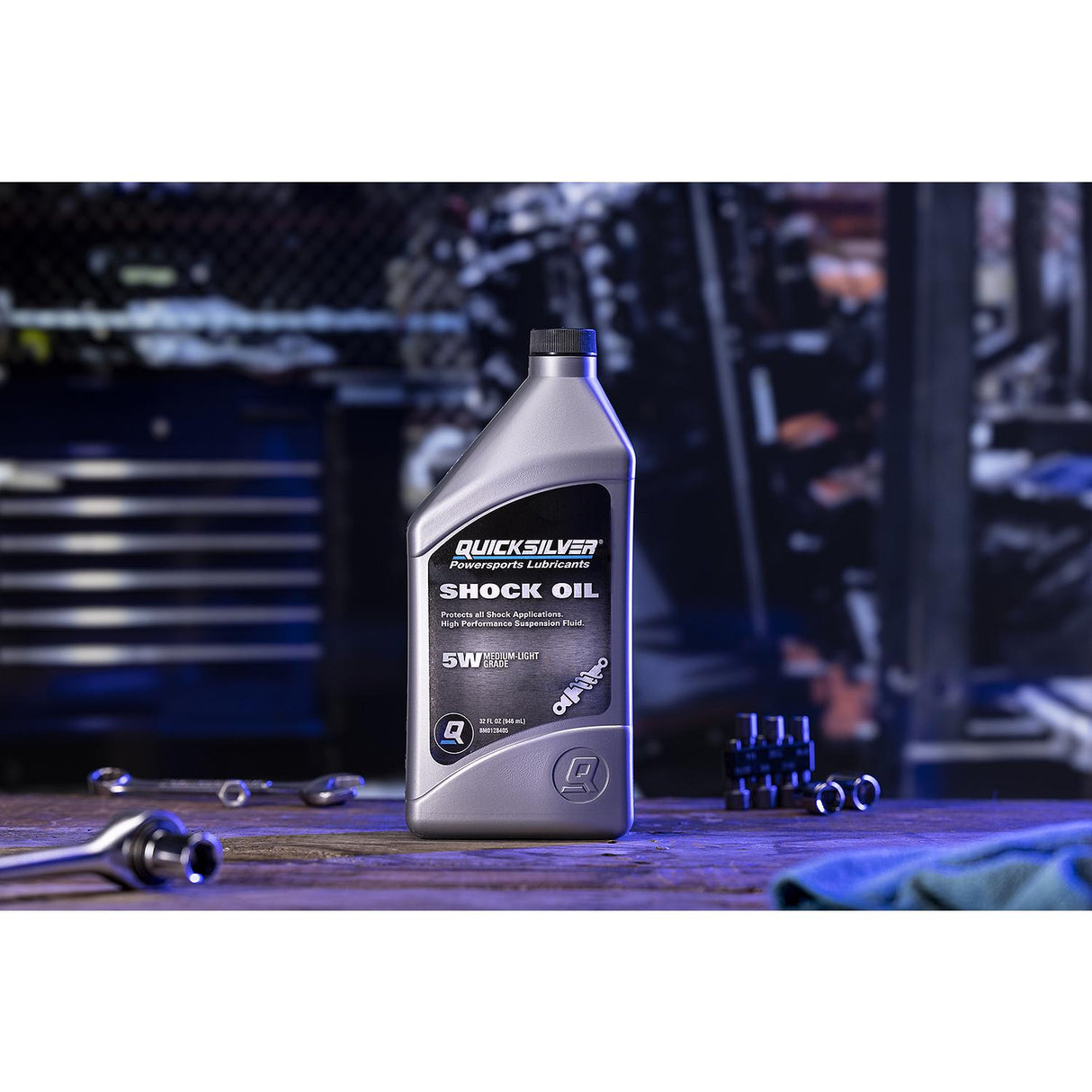 OEM Mercury / Quicksilver 8M0128405 5W Motorcycle Shock Oil, 1 Qt.