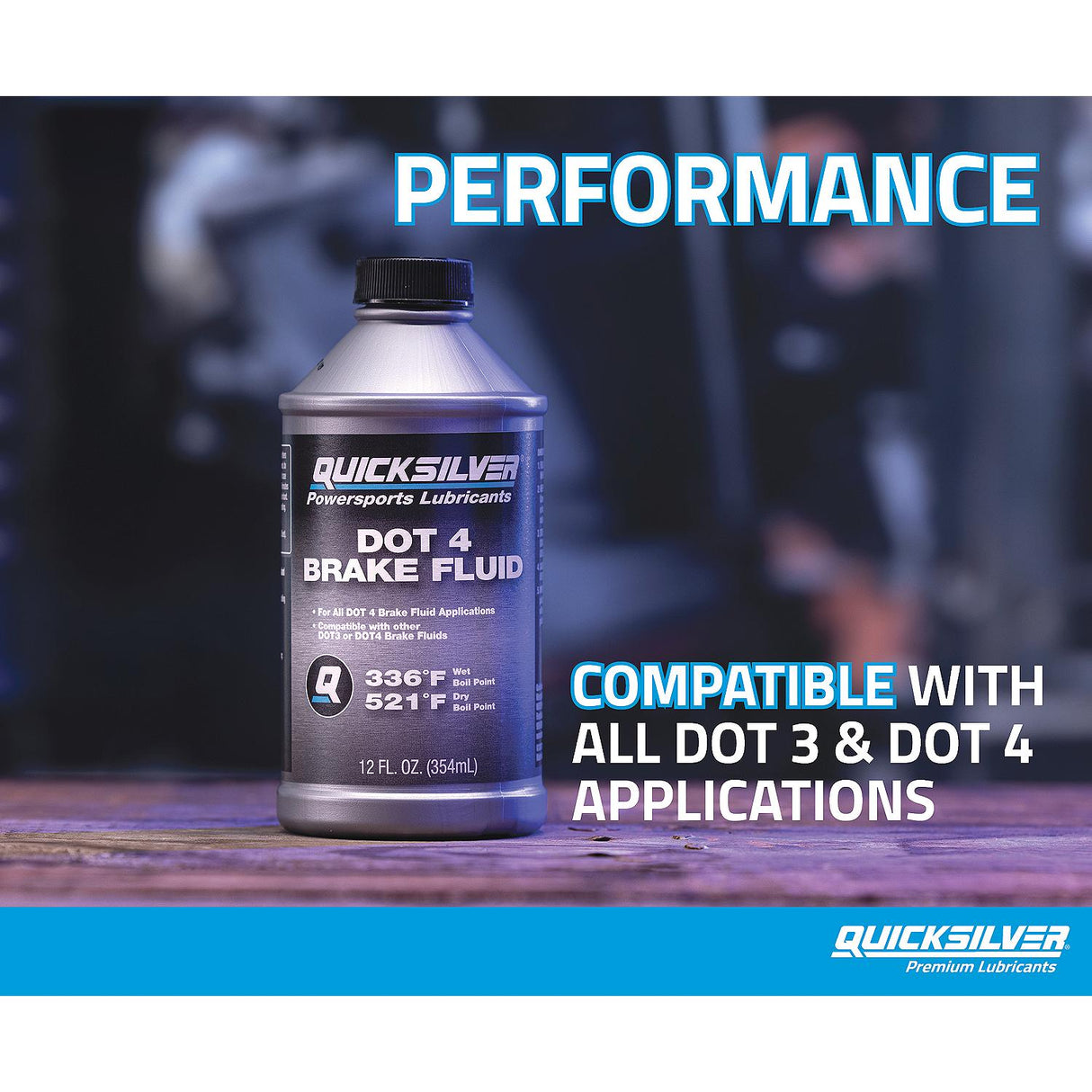 OEM Mercury / Quicksilver 8M0128415 DOT 4 Brake Fluid for Marine, Automotive and Powersports Brake Systems, 12 oz.