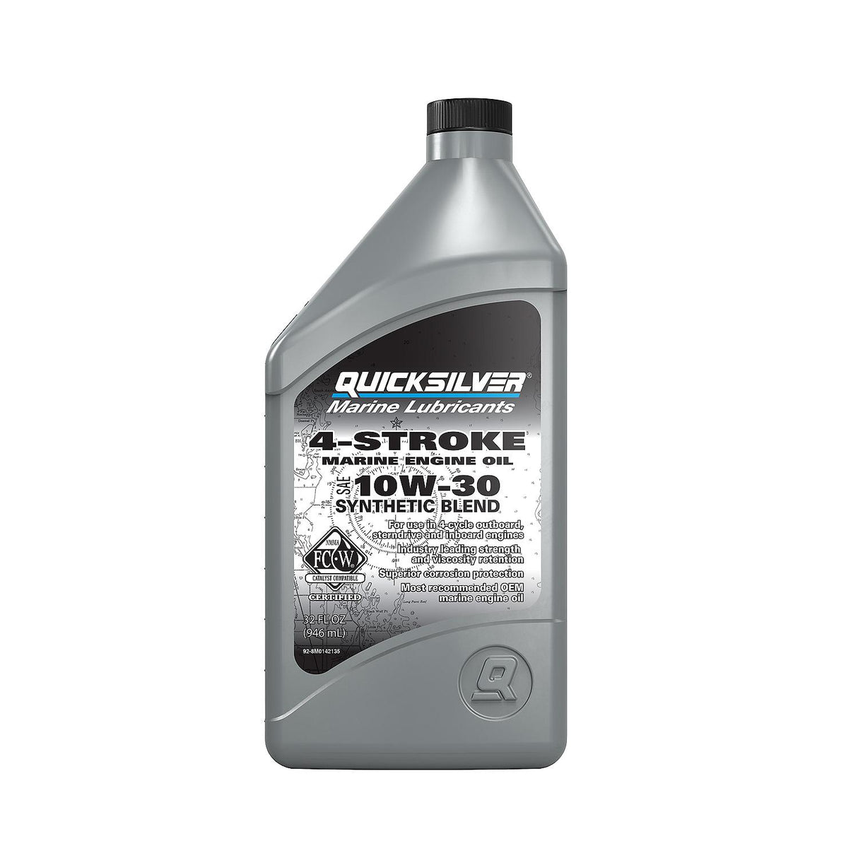 OEM Mercury / Quicksilver 10W-30 Synthetic Blend Marine Engine Oil, 1 Qt 8M0142135