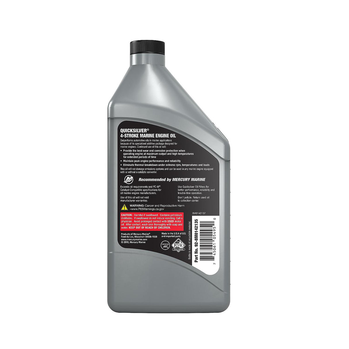 OEM Mercury / Quicksilver 10W-30 Synthetic Blend Marine Engine Oil, 1 Qt 8M0142135