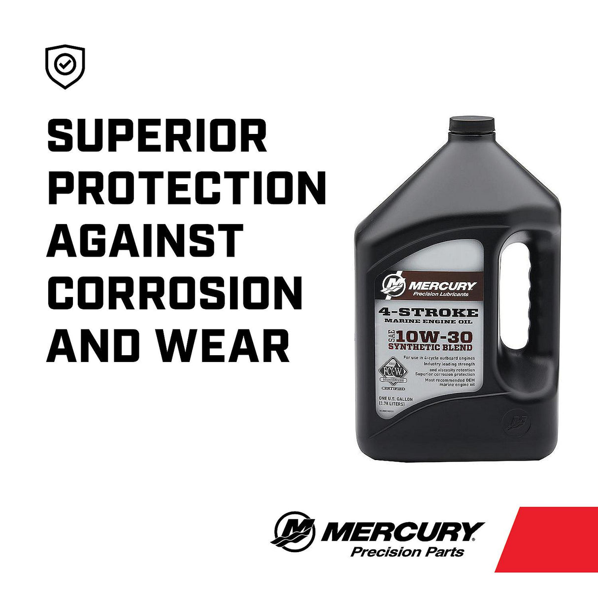 Mercury 8M0142151 SAE 10W-30 Synthetic Blend 4-Stroke Marine Engine Oil - 1 Gallon