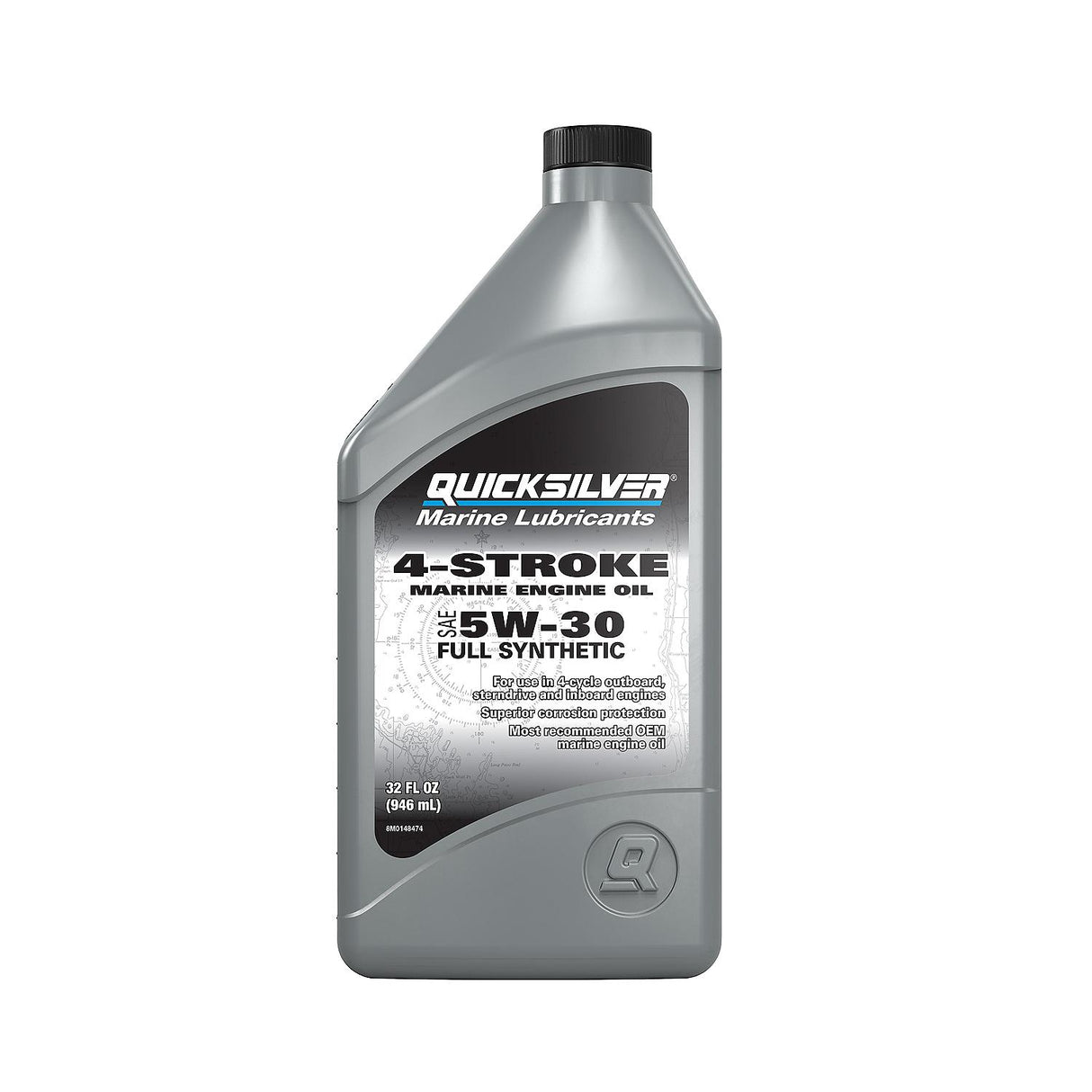 OEM Mercury / Quicksilver 5W-30 Full Synthetic Marine Engine Oil, 1 Qt.