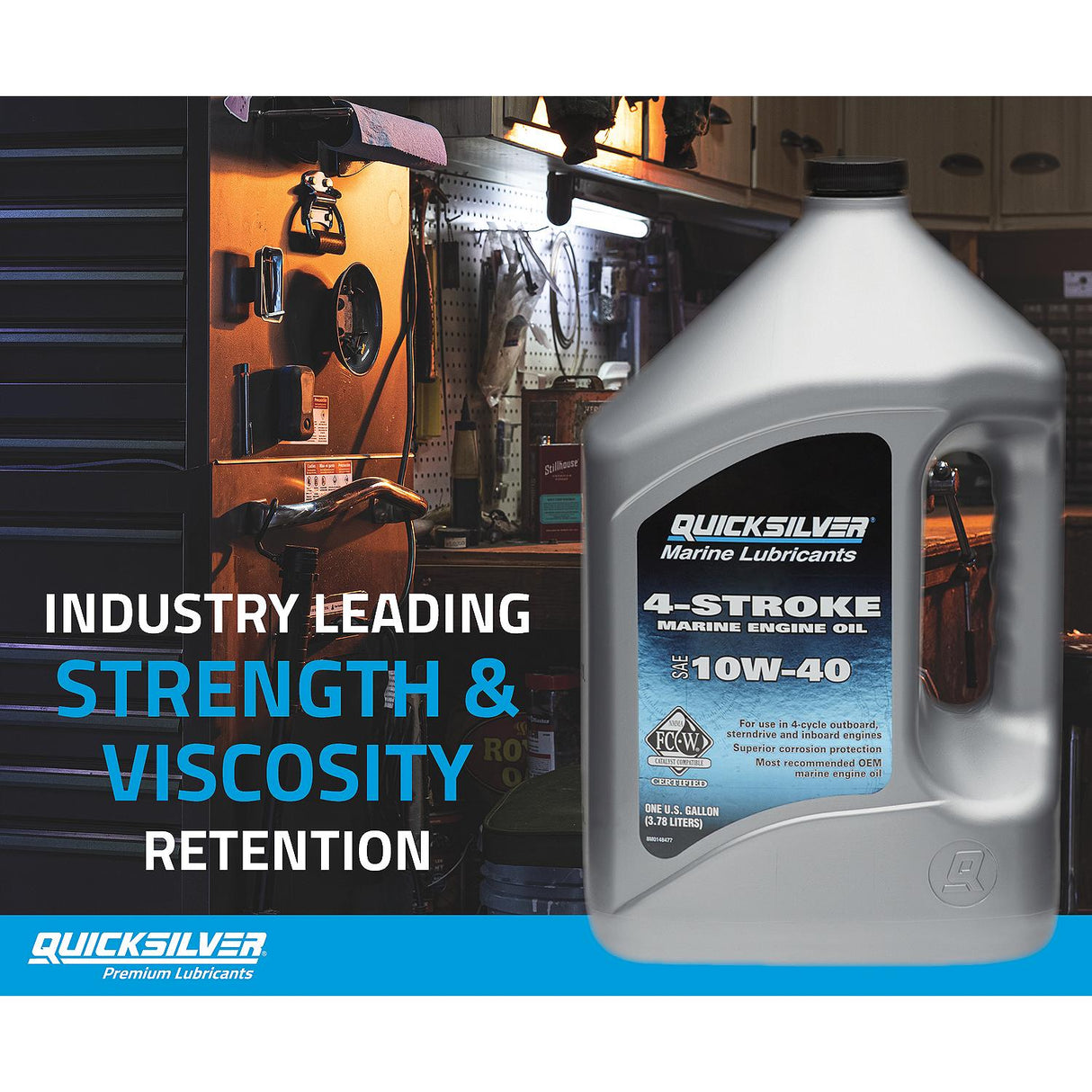 OEM Mercury / Quicksilver 10W-40 Marine Engine Oil, 1 Gallon