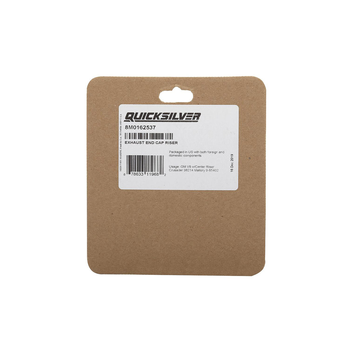 OEM Mercury / Quicksilver 8M0162537 Exhaust End Cap Riser Gasket, Crusader, Mallory