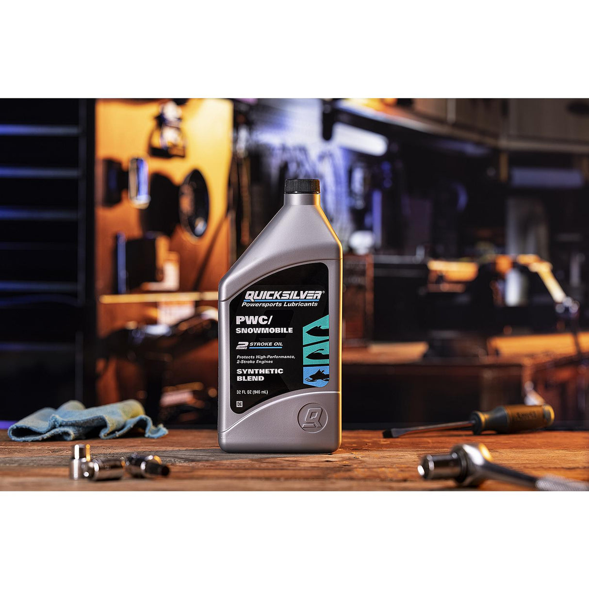 OEM Mercury / Quicksilver 8M0166406 2-Stroke PWC/Snowmobile Engine Oil, Premium Synthetic Blend, 1 Qt.