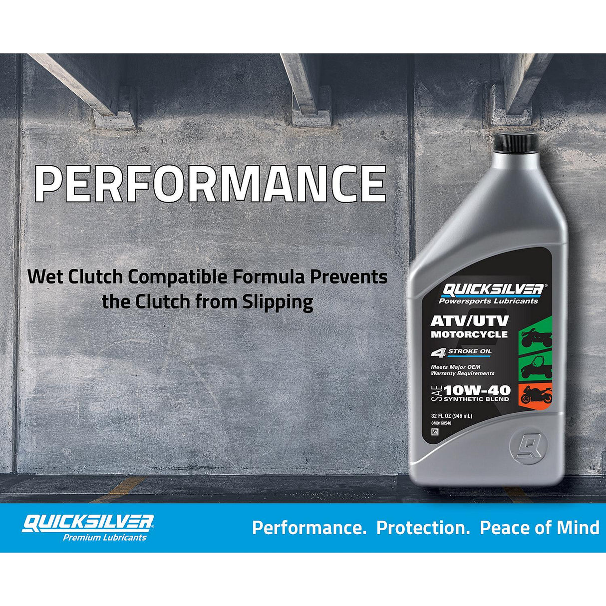 OEM Mercury / Quicksilver 8M0166408 10W-40 Synthetic Blend ATV/UTV/Motorcycle Oil, 1 Qt.