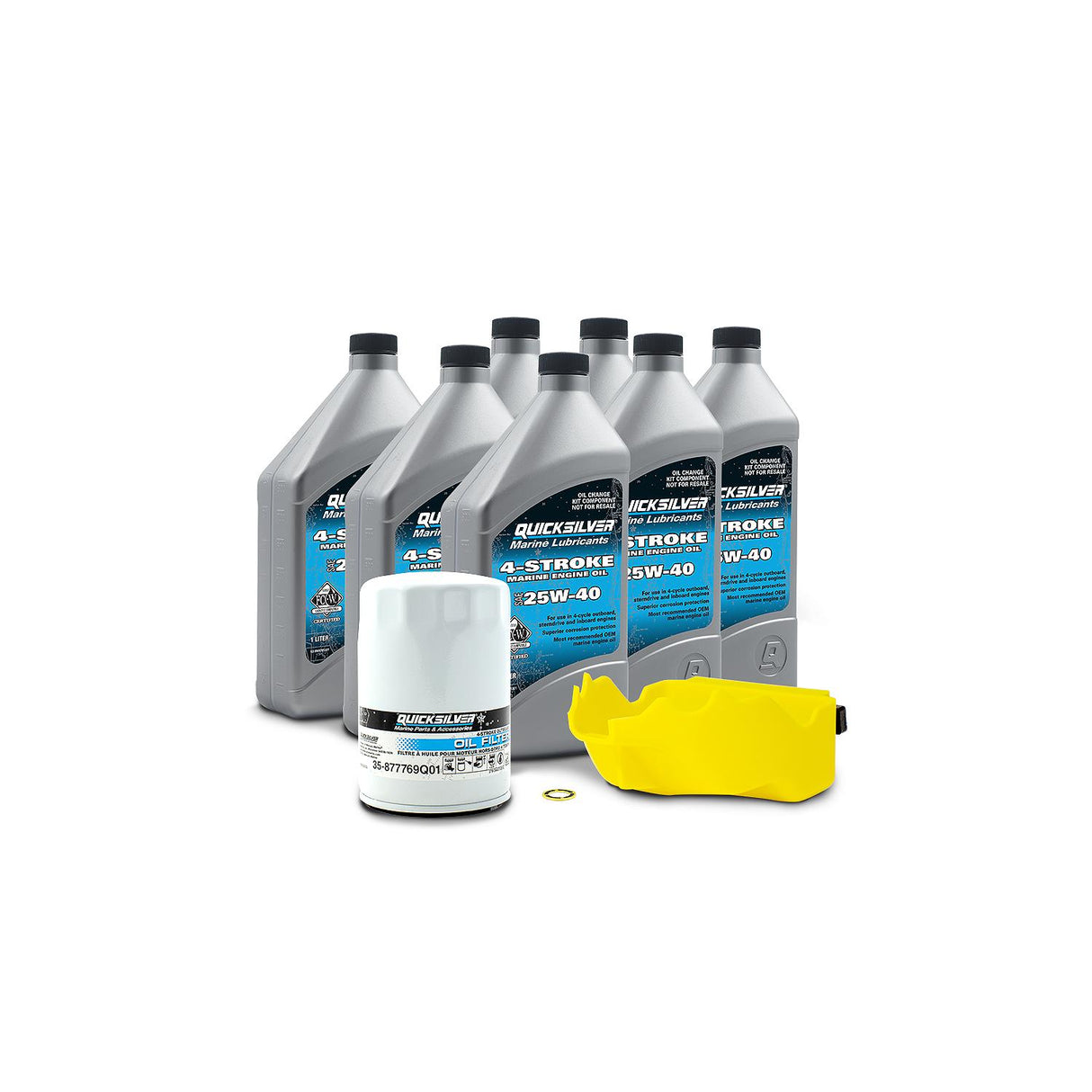OEM Mercury / Quicksilver 25W-40 Oil Change Kit for 200-400hp 4-Stroke Mercury L6 Verado Outboards