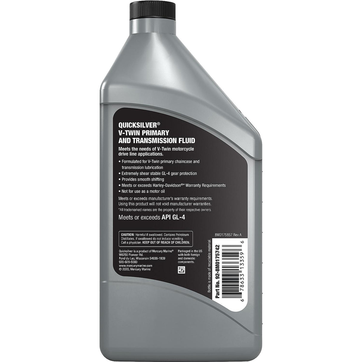 OEM Mercury / Quicksilver V-Twin Primary Chaincase and Transmission Fluid, 1 Qt.