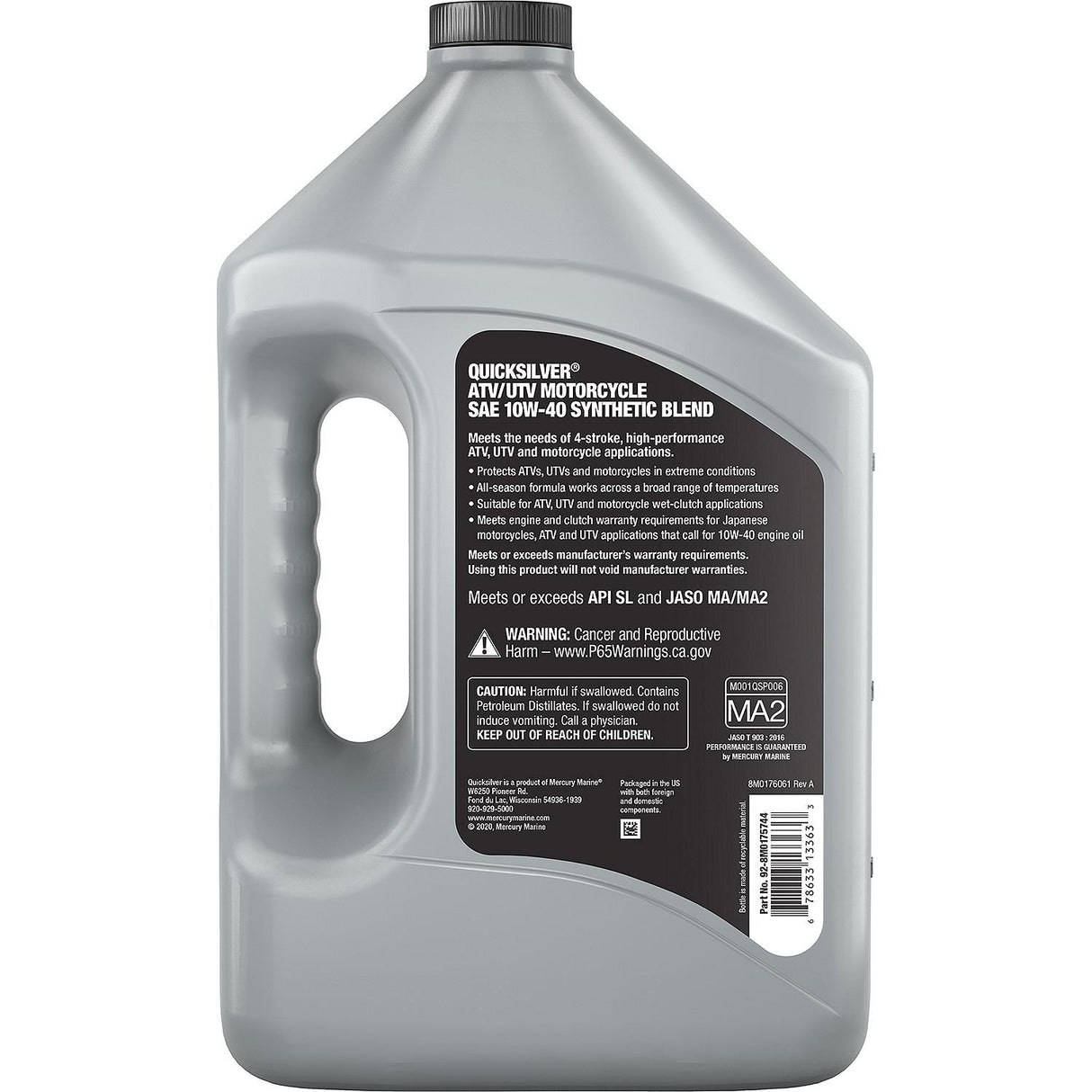 OEM Mercury / Quicksilver 10W-40 Synthetic Blend ATV/UTV/Motorcycle Oil, 1 Gallon
