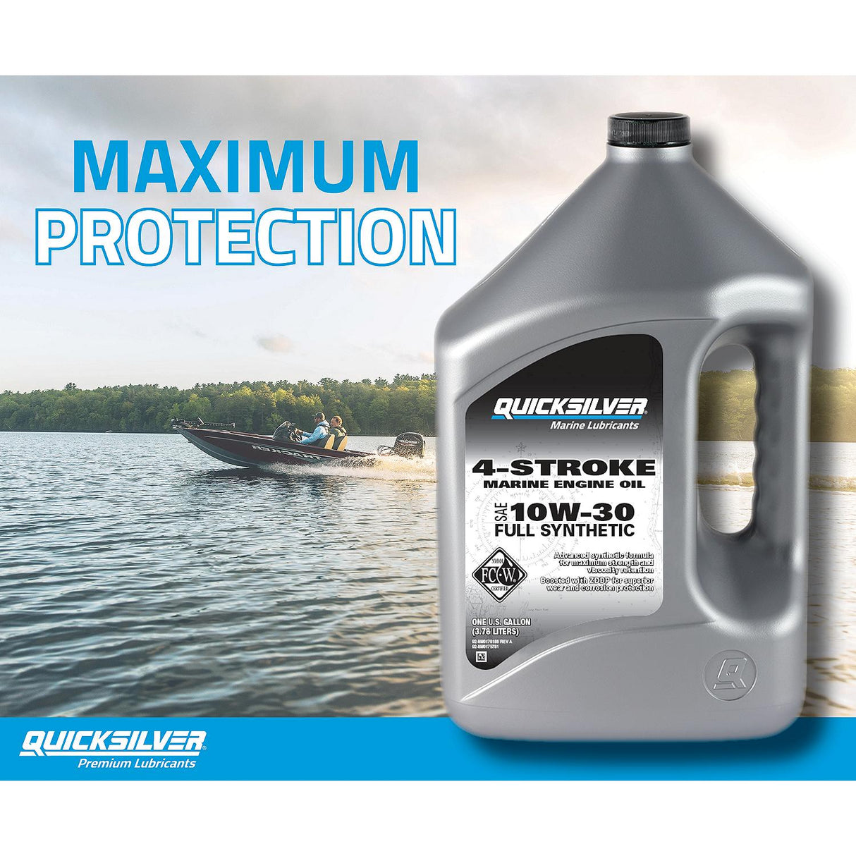 OEM Mercury / Quicksilver 8M0175780 10W-30 Full Synthetic Marine Engine Oil, 1 Qt.  8M0175780