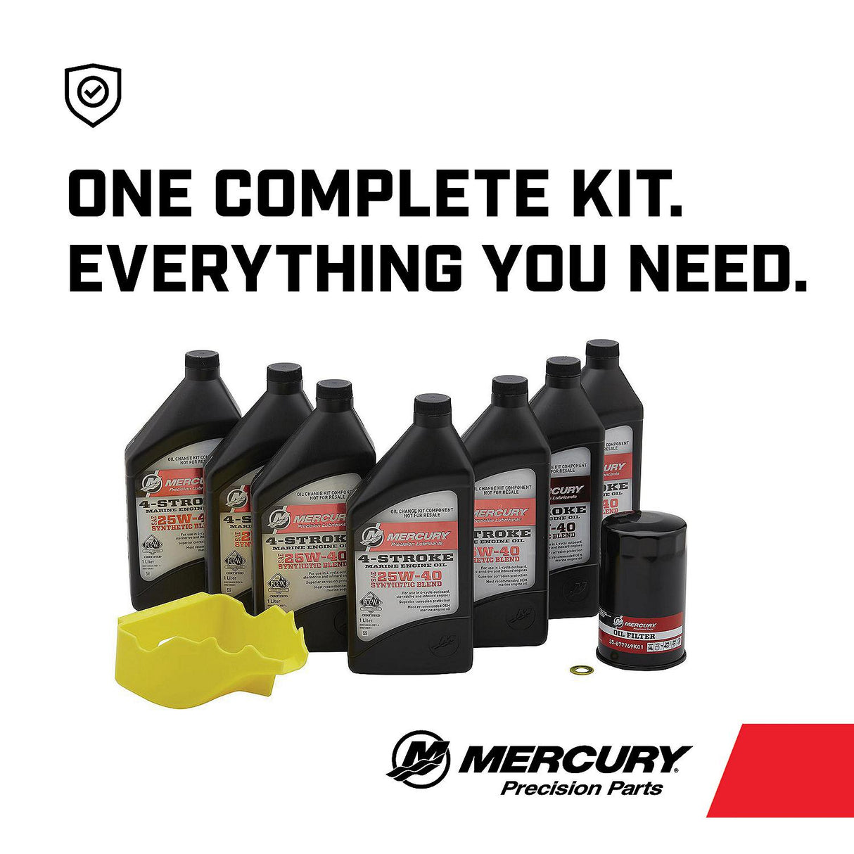 Mercury 8M0188358 SAE 25W-40 4-Stroke Outboard Oil Change Kit for Mercury L4 150-200hp Verado Outboards