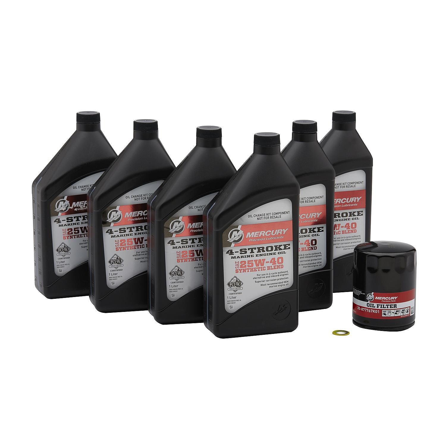 Mercury 8M0188358 SAE 25W-40 4-Stroke Outboard Oil Change Kit for Mercury L4 150-200hp Verado Outboards