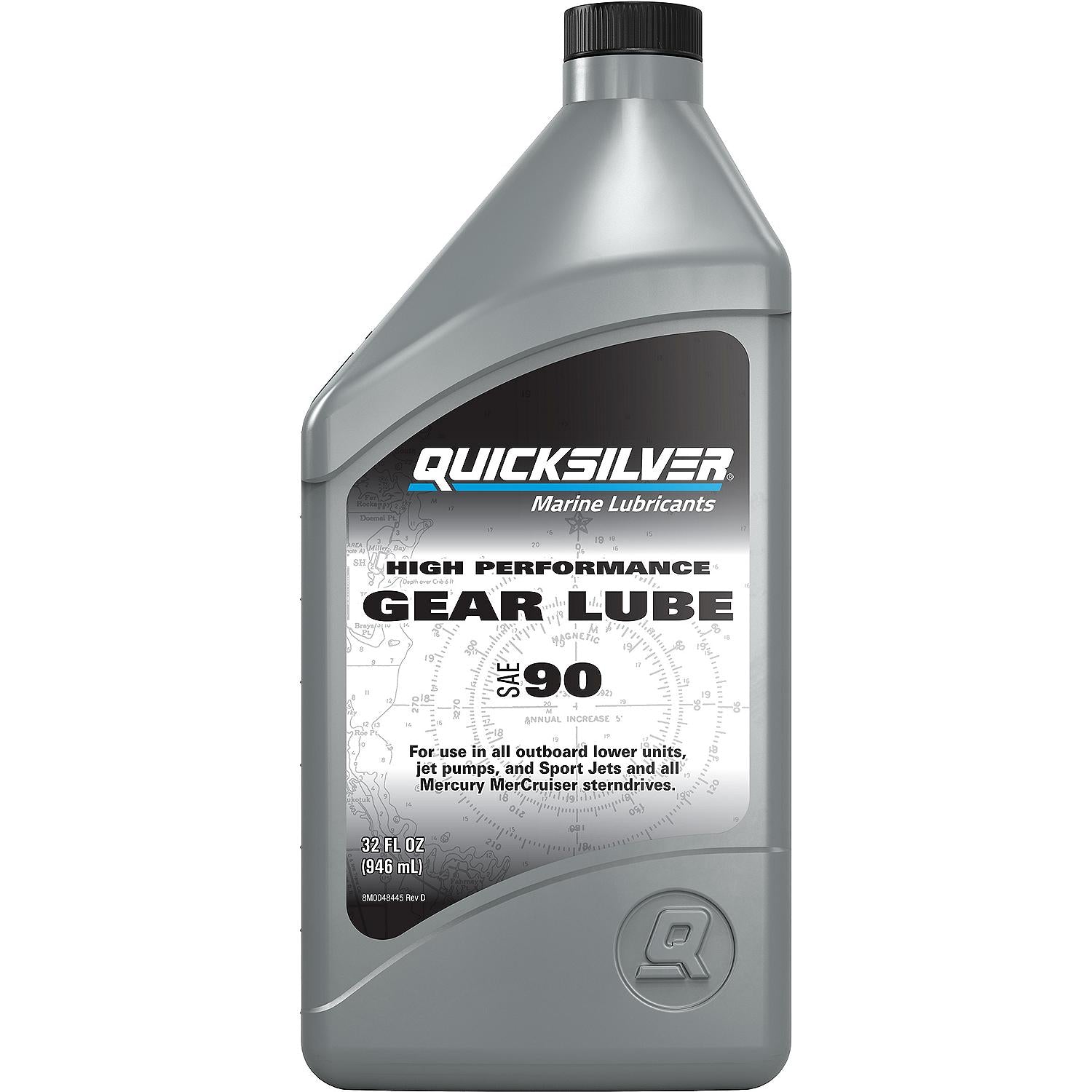 OEM Quicksilver High‑Performance Gear Lube SAE 90 – 1 Quart Bottle – 8M0222065