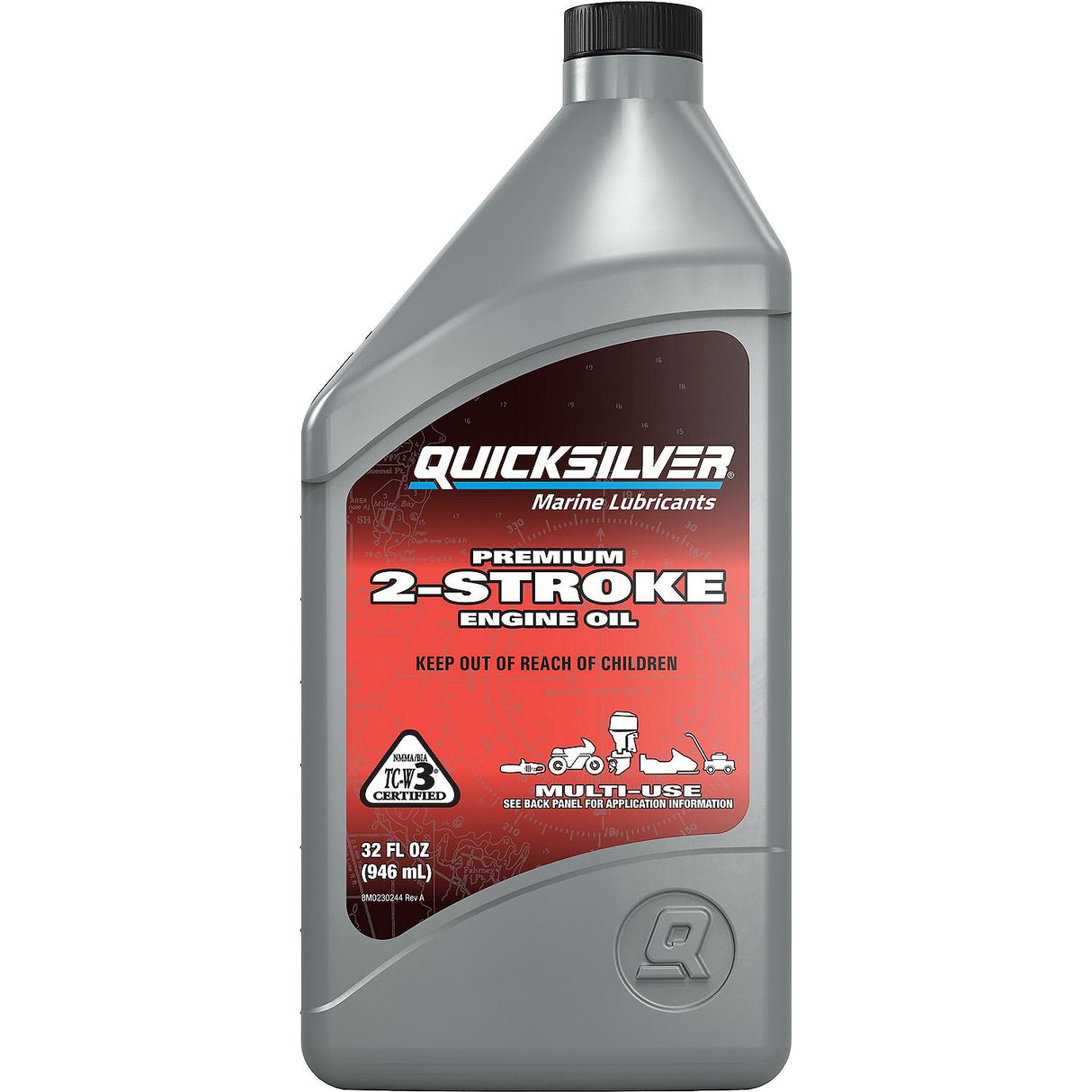 OEM Mercury / Quicksilver 8M0229789 Premium 2-Cycle TC-W3 Oil, Outboards, PWC, Snowmobiles, Motorcycles and Chainsaws, 1 Qt. 8M0229789