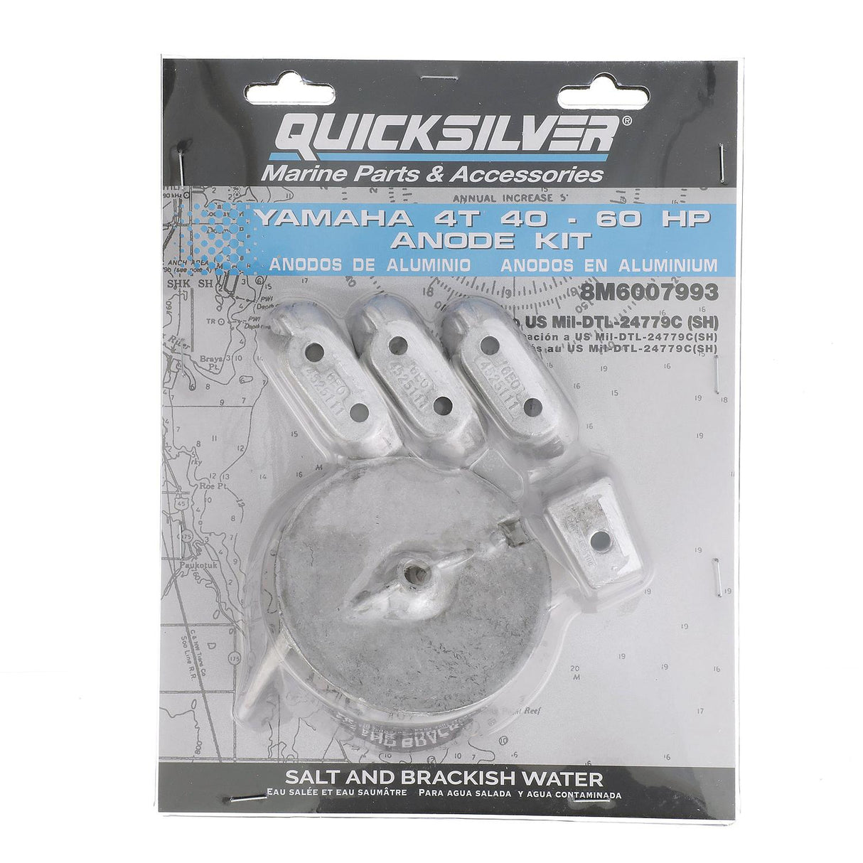 Quicksilver 8M6007993 Aluminum Anode Kit for Yamaha 4T 40-60hp Outboards
