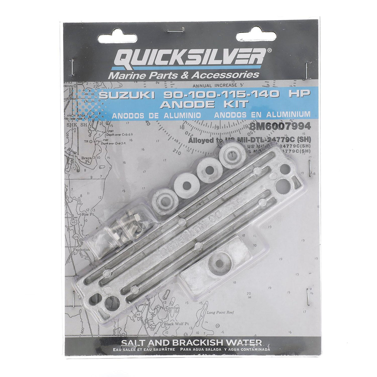 Quicksilver 8M6007994 Aluminum Anode Kit for Suzuki 90-140hp Outboards