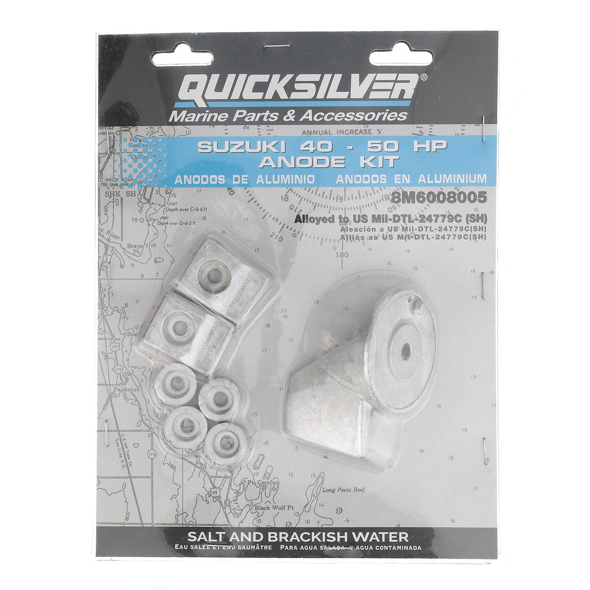 Quicksilver 8M6008005 Aluminum Anode Kit for Suzuki 40-50hp Outboards