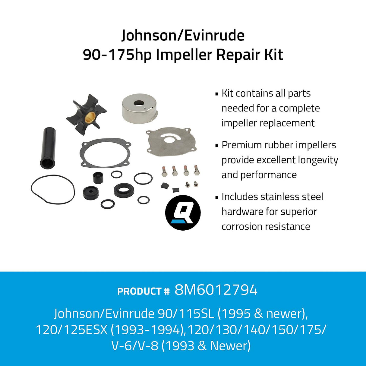 OEM Mercury / Quicksilver 8M6012794 Impeller Repair Kit - Johnson/Evinrude 90-175hp