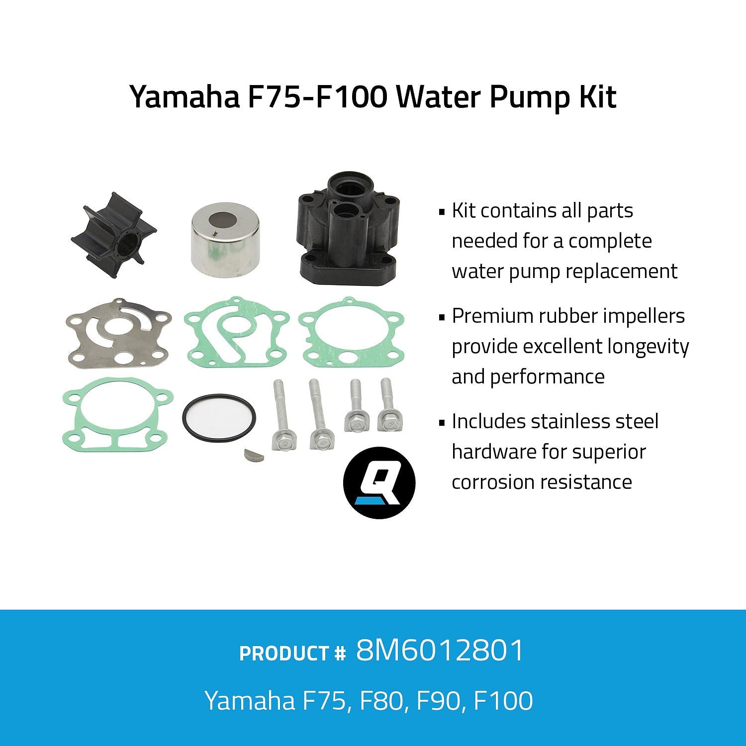 OEM Mercury / Quicksilver 8M6012801 Water Pump Kit - Yamaha F75-F100