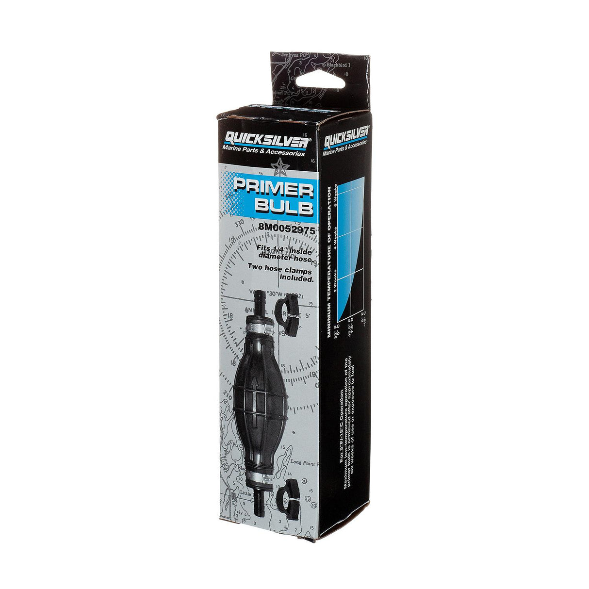 OEM Mercury / Quicksilver 8M0052975 Primer Bulb w/ 2 Hose Clamps for 1/4" (6.35mm) Fuel Lines