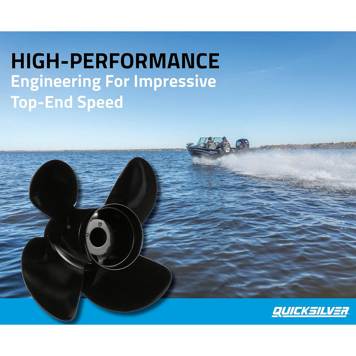 OEM Mercury / Quicksilver Nemesis 4-Blade Aluminum Propeller, 14" Diameter x 19" Pitch, Right Hand Rotation