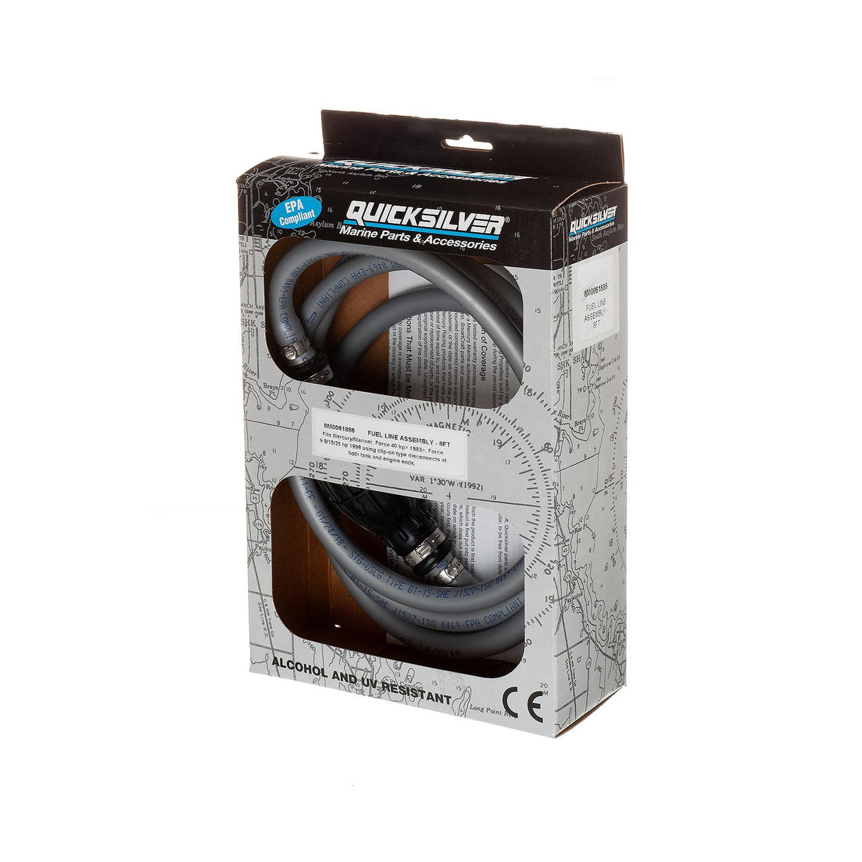 OEM Mercury / Quicksilver 8M0061886 Fuel Line Assembly, 8 Ft. Long w/ Primer Bulb