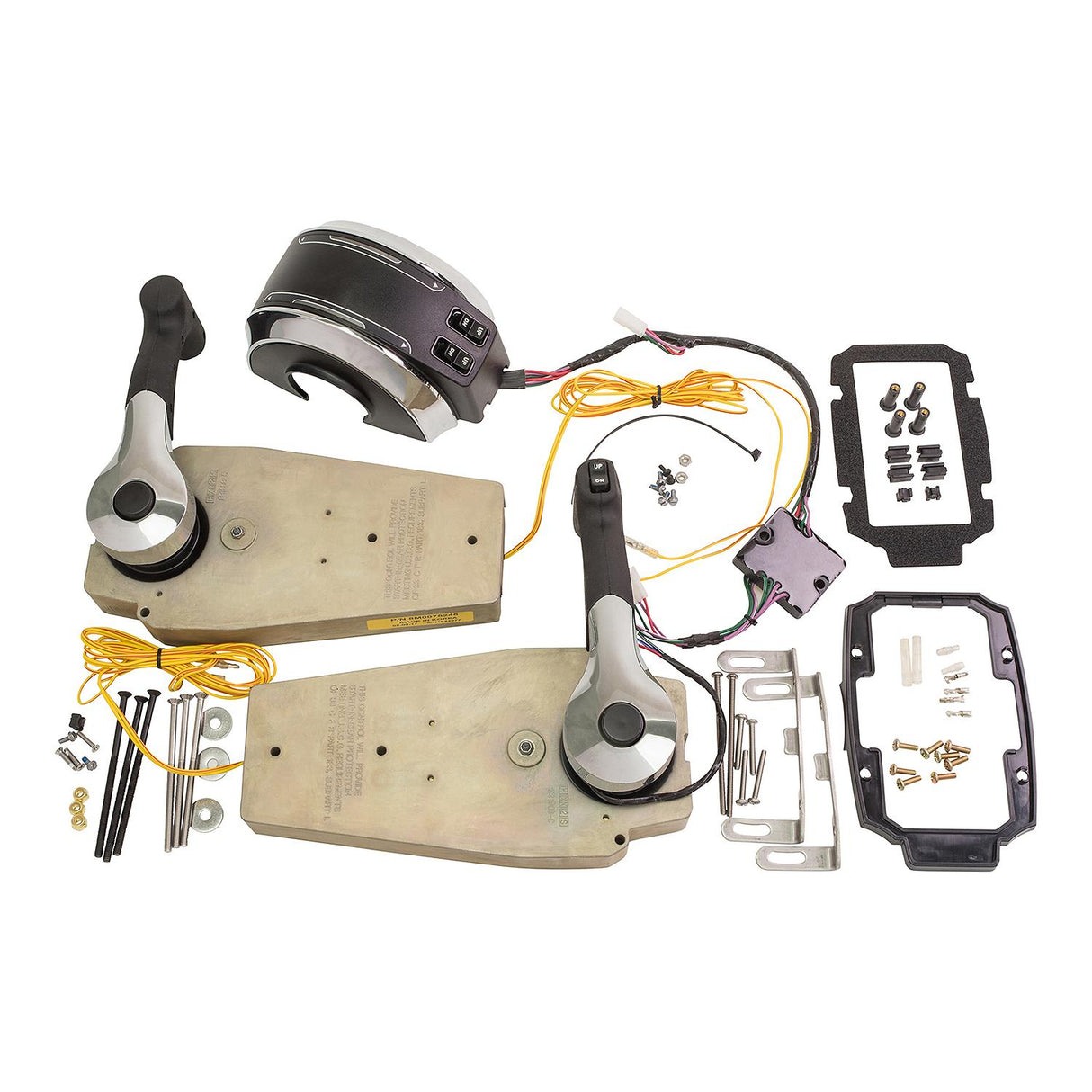 8M0075245 Dual Engine Binnacle Mount Remote Control – Individual Trim Switches on Control Housing – Mercury, Mariner and Force Outboards