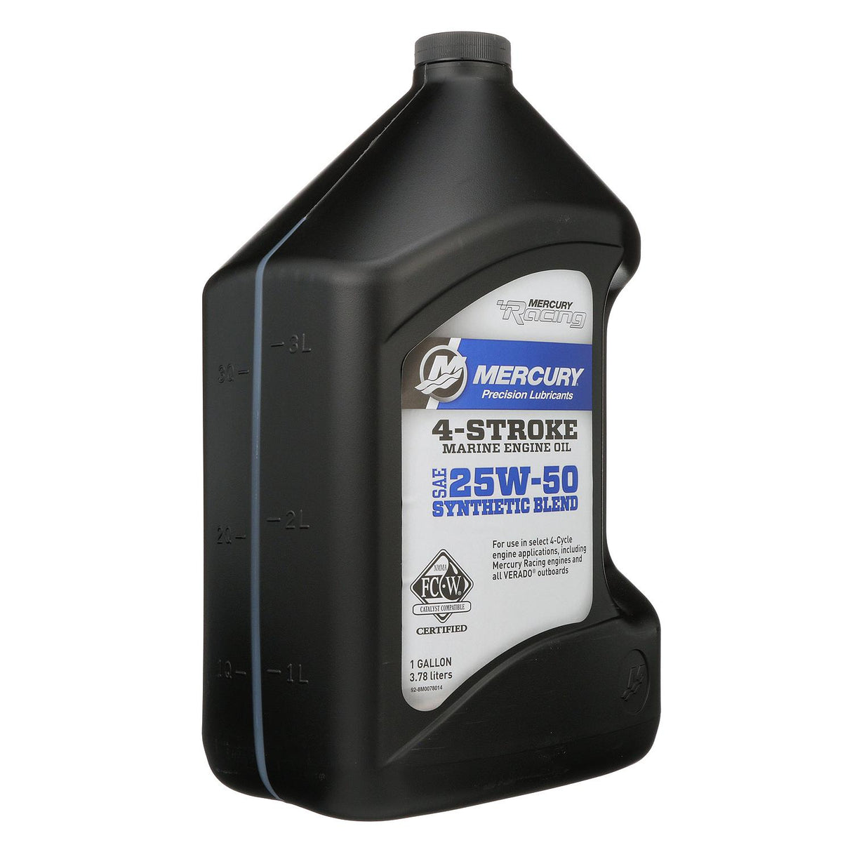Mercury Racing 8M0078014 SAE 25W-50 Synthetic Blend High Performance 4-Stroke Marine Engine Oil - 1 Gallon