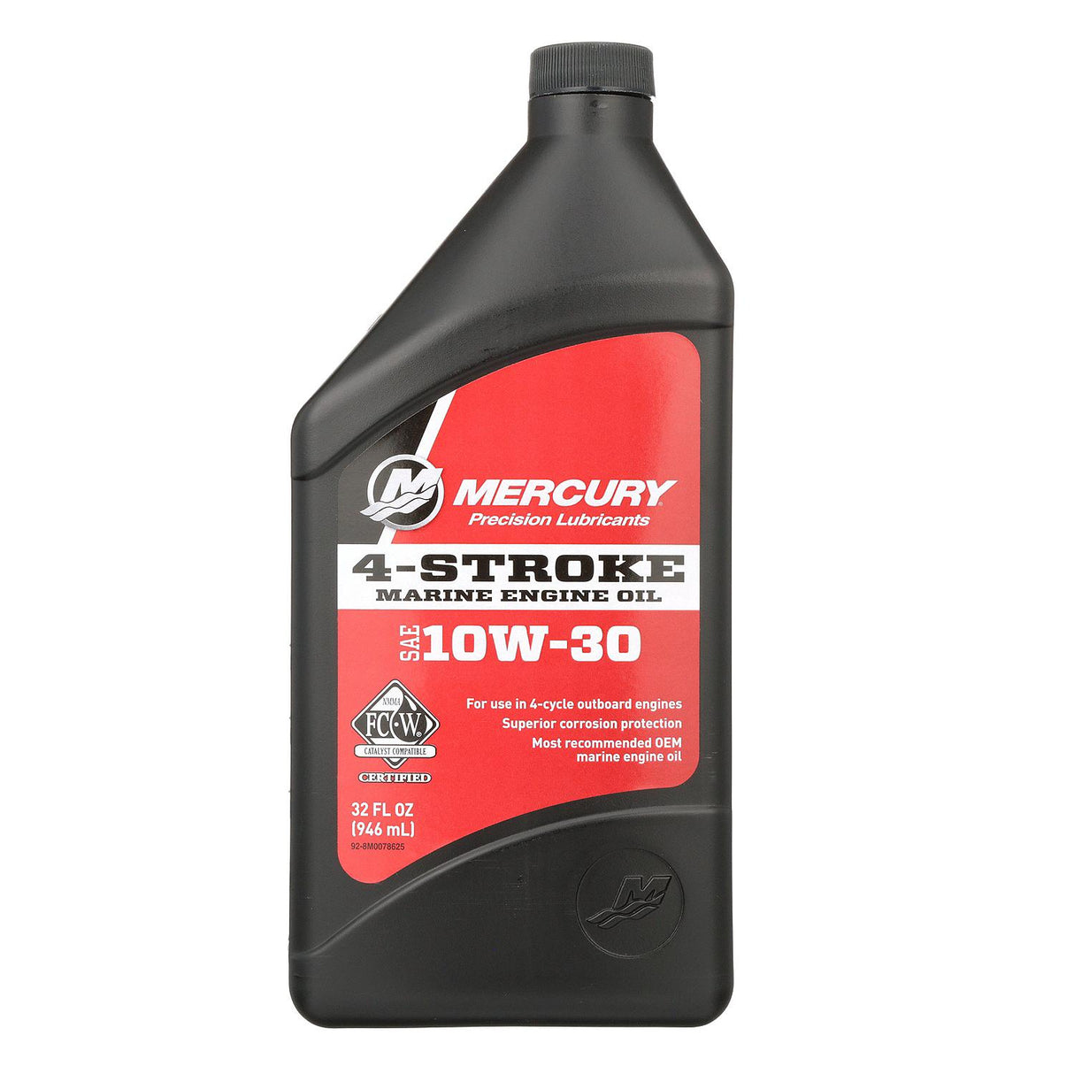 Mercury 8M0078625 SAE 10W-30 Mineral 4-Stroke Marine Engine Oil - 1 Quart Bottle