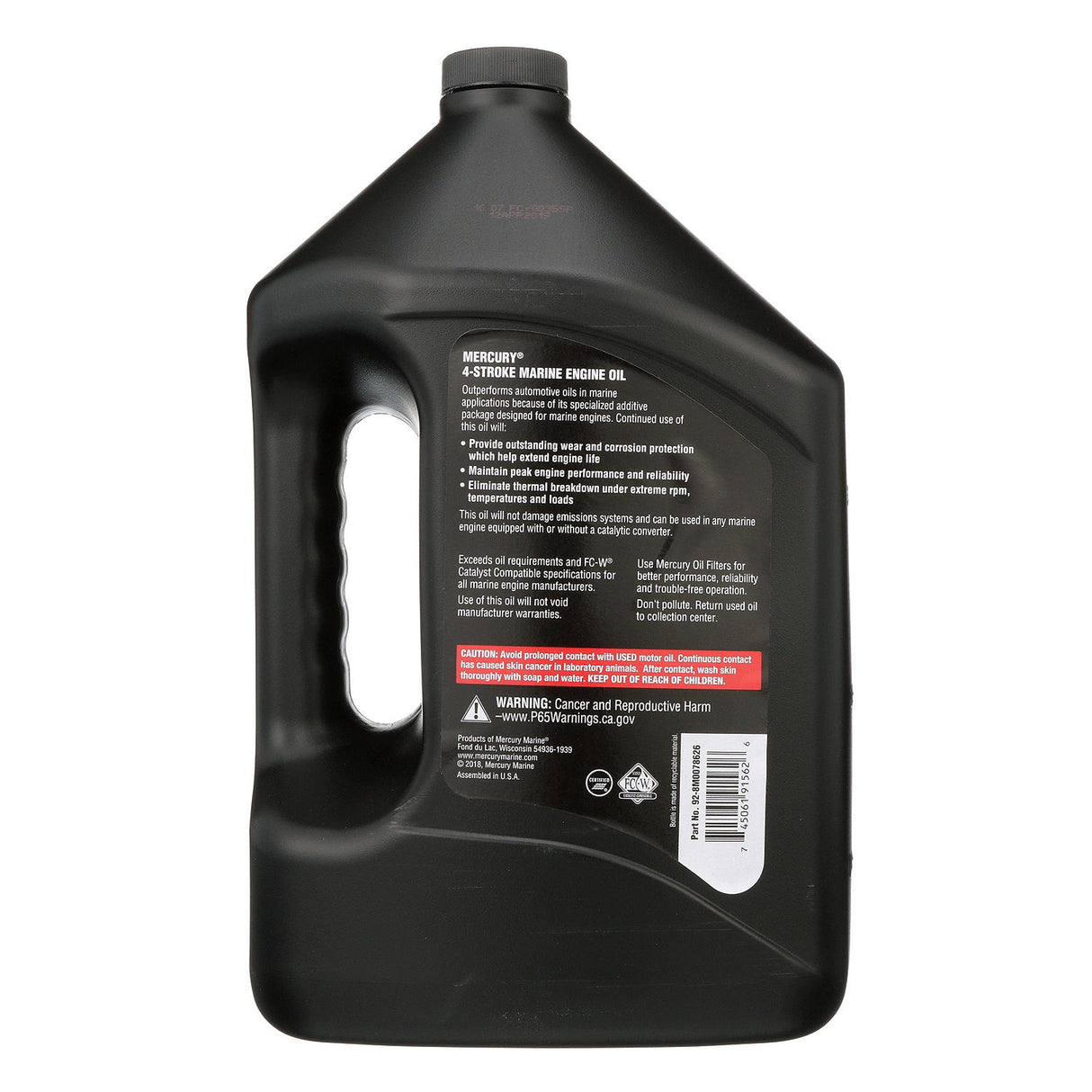 Mercury 8M0078626 SAE 10W-30 Mineral 4-Stroke Marine Engine Oil - 1 Gallon