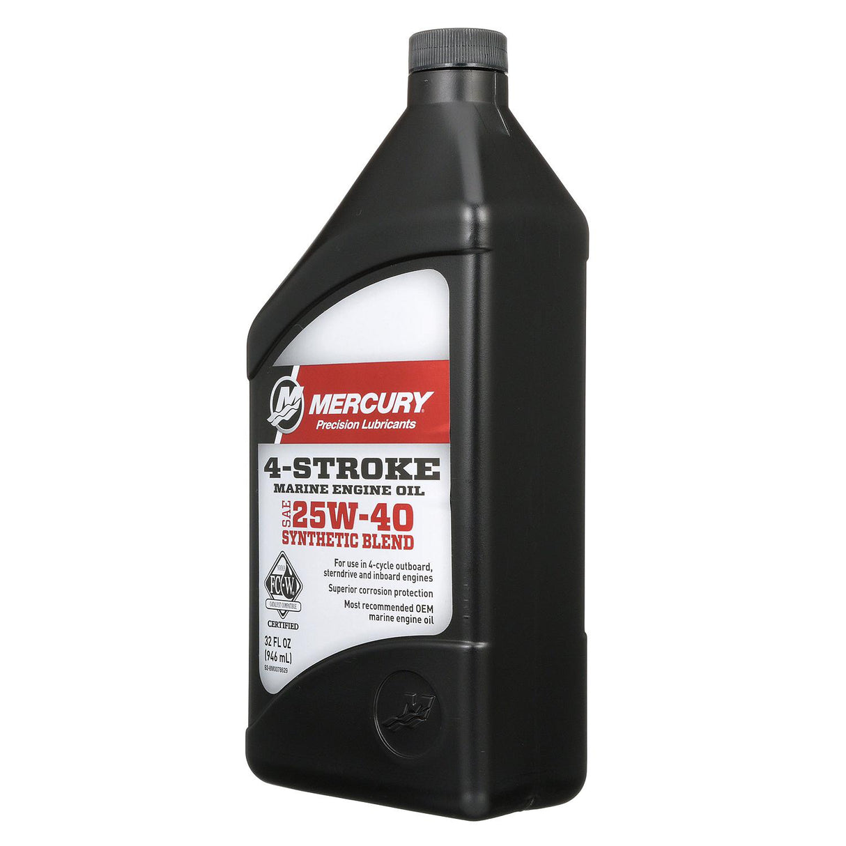 Mercury 8M0078629 SAE 25W-40 Synthetic Blend 4-Stroke Marine Engine Oil - 1 Quart Bottle