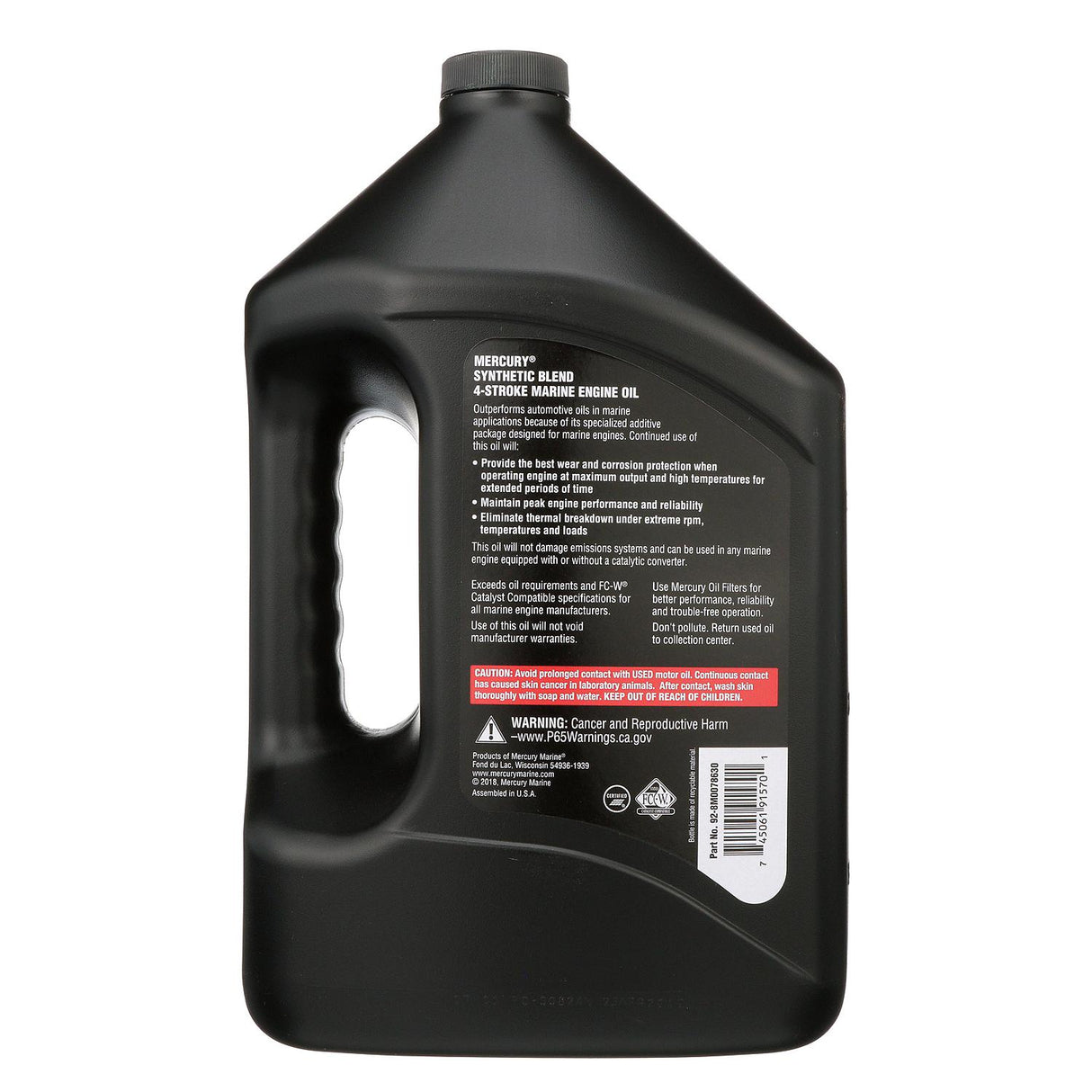 Mercury 8M0078630 SAE 25W-40 Synthetic Blend 4-Stroke Marine Engine Oil - 1 Gallon