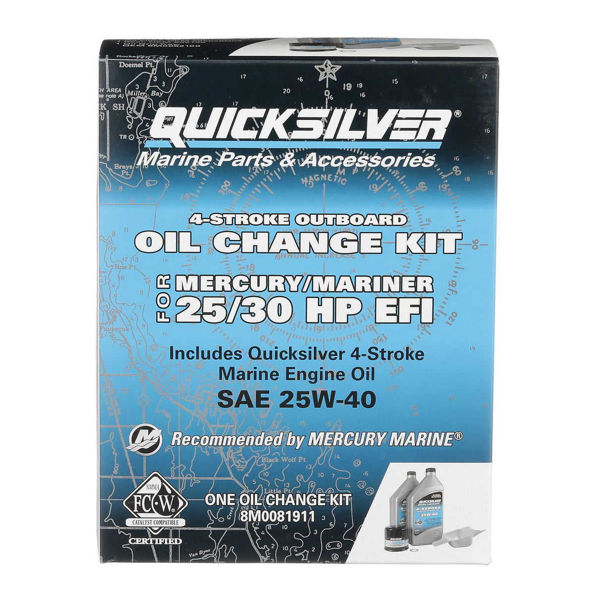 OEM Mercury / Quicksilver 25W-40 Oil Change Kit for 4-Stroke 25hp and 30hp Mercury EFI Outboards
