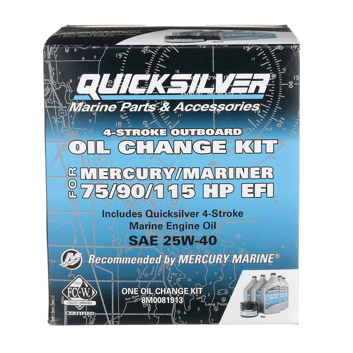 OEM Mercury / Quicksilver 25W-40 Oil Change Kit for 4-Stroke 75hp, 90hp and 115hp Mercury 1.7L Outboards