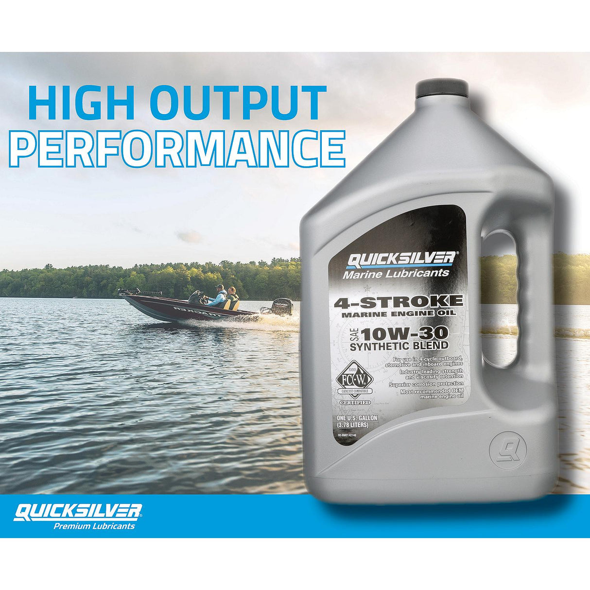 OEM Mercury / Quicksilver 10W-30 Synthetic Marine Engine Oil, 1 Qt.