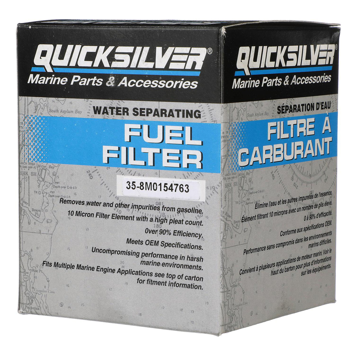 OEM Mercury / Quicksilver 8M0154763 Water Separating Fuel Filter for Select Johnson/Evinrude Mid-Late 1990s 250/300hp Outboards