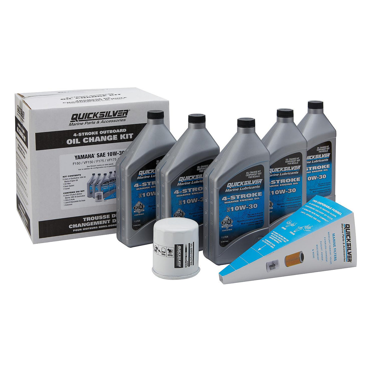Quicksilver 10W-30 Oil Change Kit for 4-Stroke Yamaha F150 Outboards 8M0162419