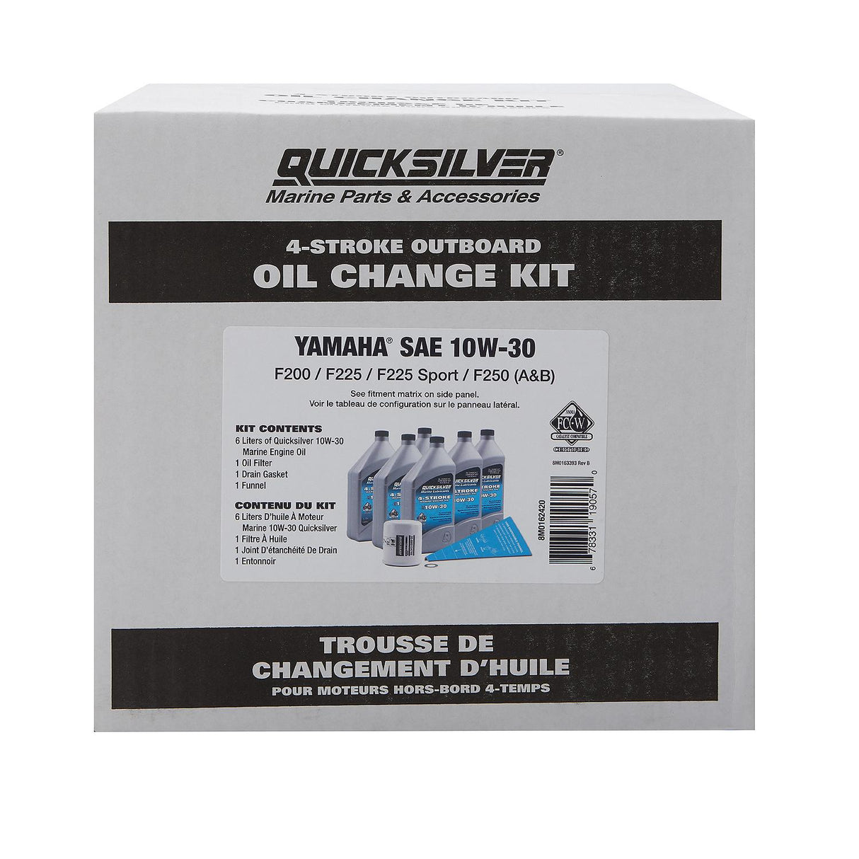 Quicksilver 25W-40 Oil Change Kit for 4-Stroke Yamaha F200 through F250 Outboards 8M0162420