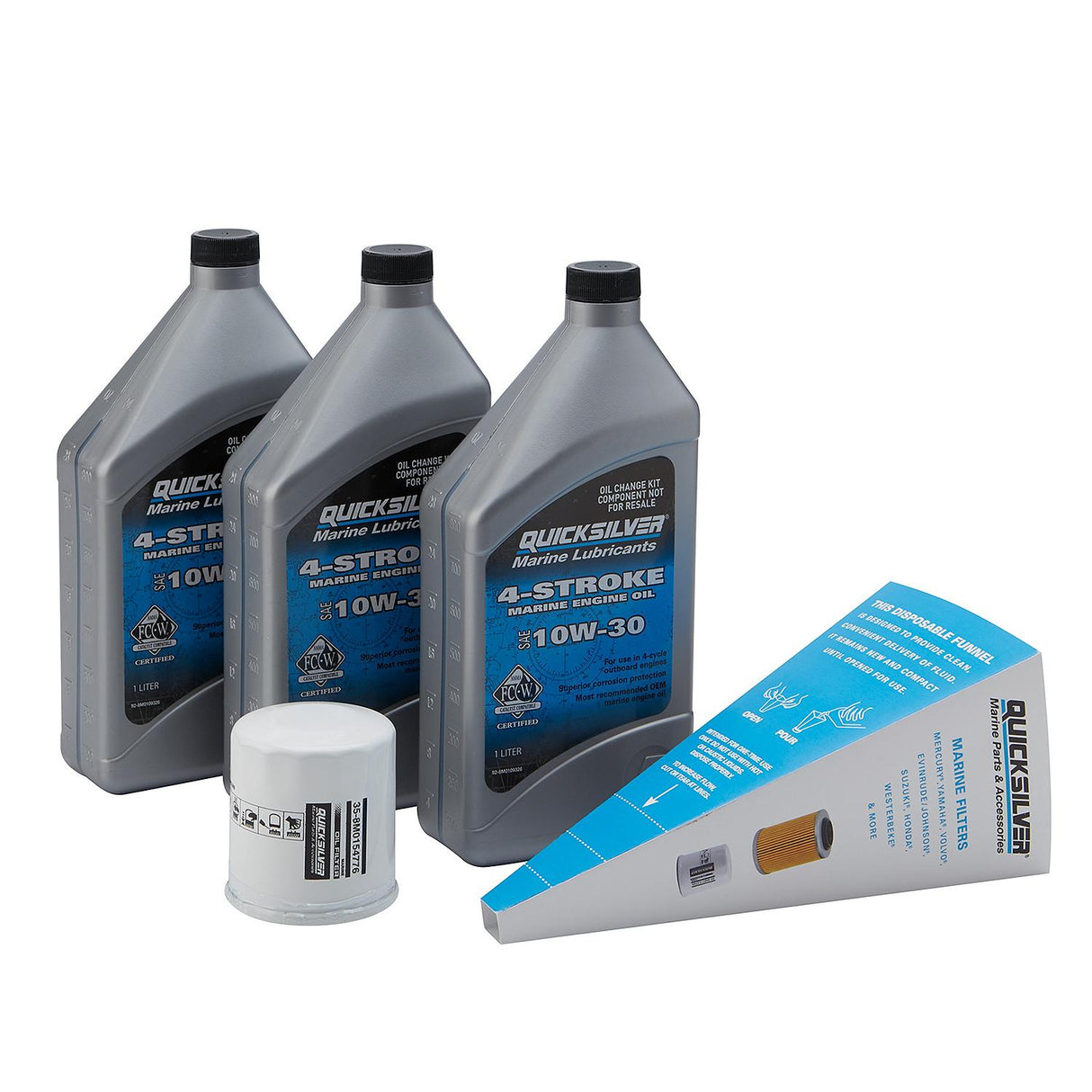 Quicksilver 10W-30 Oil Change Kit for 4-Stroke Yamaha F30 through F70 Outboards 8M0162422