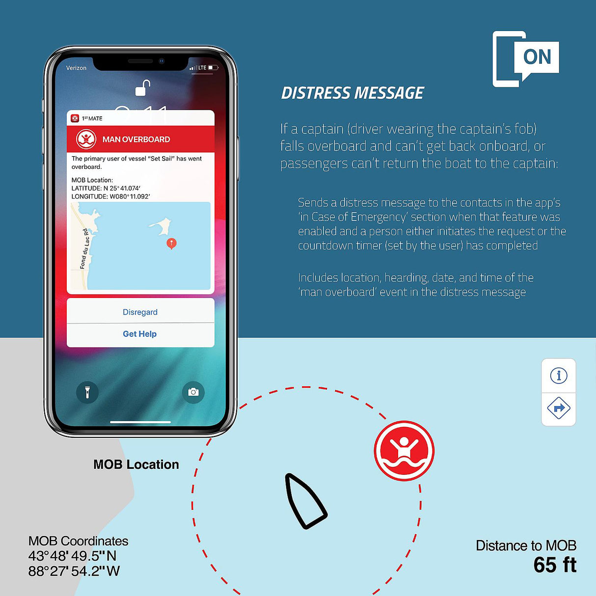 1st Mate Wireless Man Overboard Alert System For Mercury SmaftCraft - Single Engine 98-8M6007933